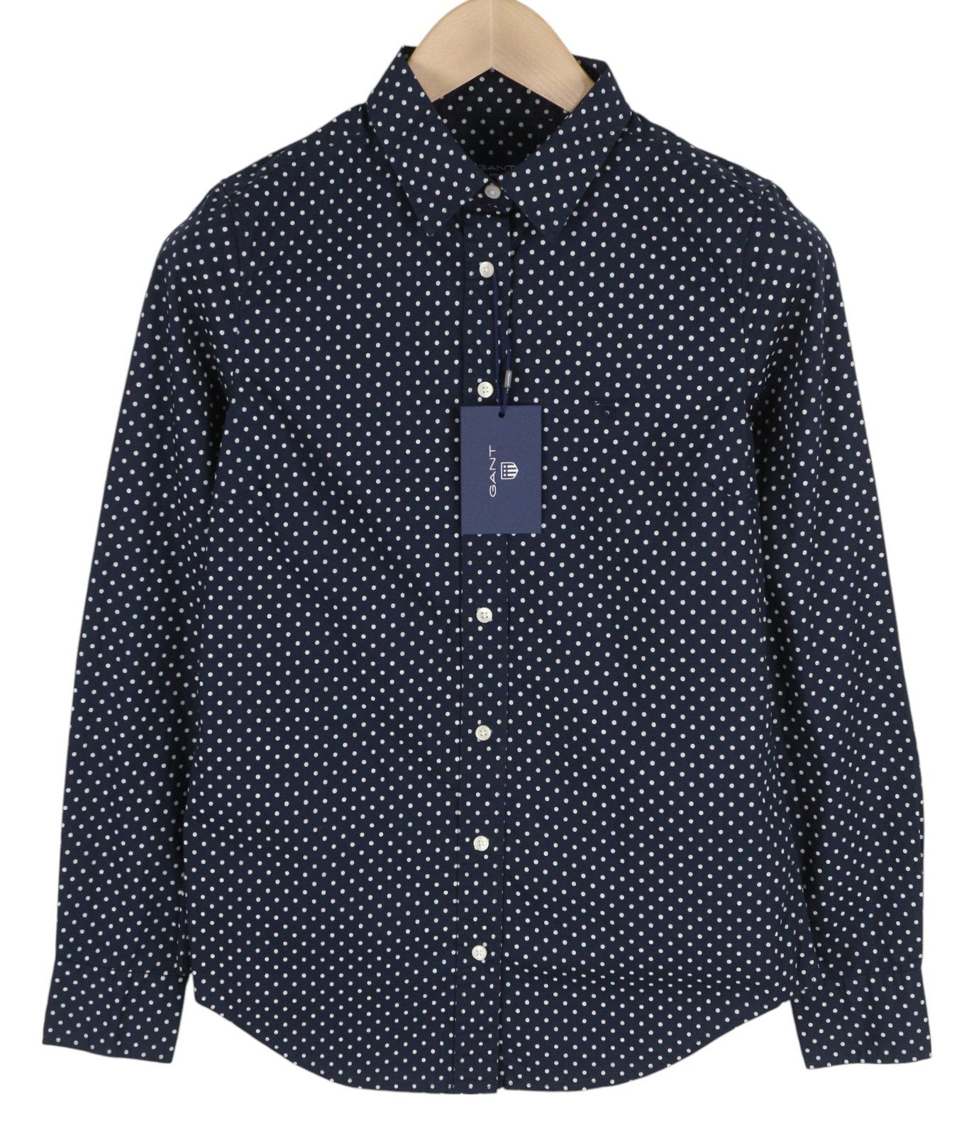 Gant STRETCH BROADCLOTH EU34 Dark Blue Polka Dot Shirt 85149 Size XS / US 0-2 / IT 36-38 - 1 Thumbnail