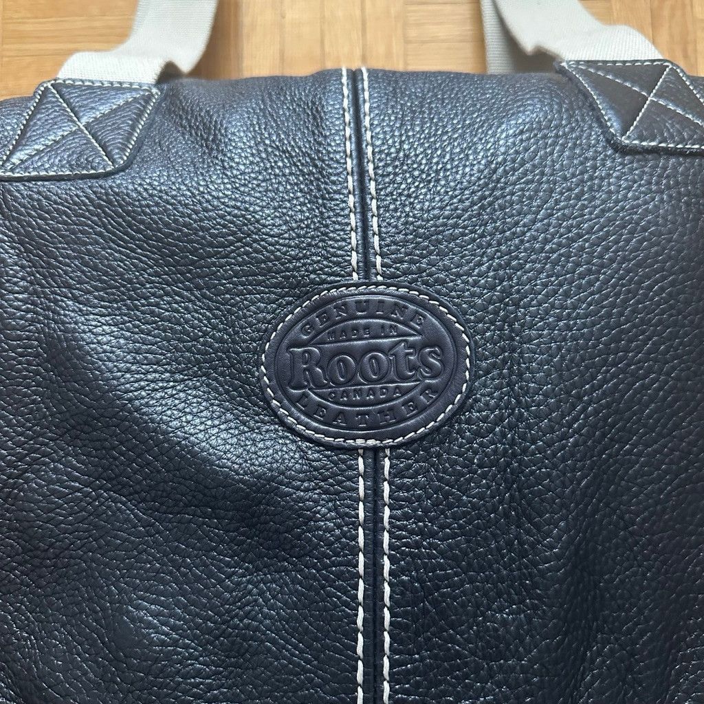 Roots Vintage Roots black tumbled leather duffle weekender bag Size ONE SIZE - 3 Thumbnail