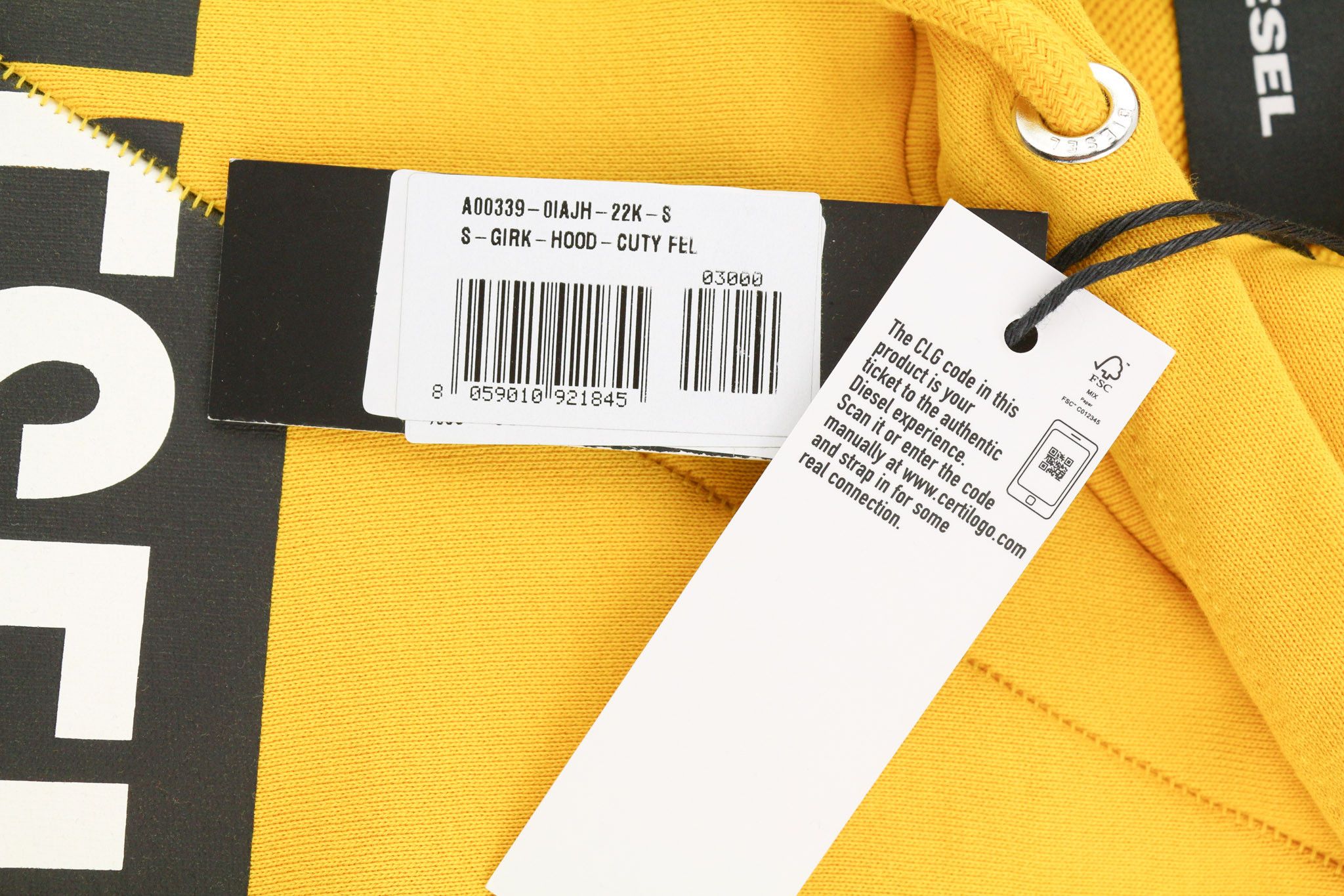 Diesel S-Girk-Hood-Cuty Men Hoodie S Yellow Pullover Kangaroo 40117 Size US S / EU 44-46 / 1 - 6 Thumbnail
