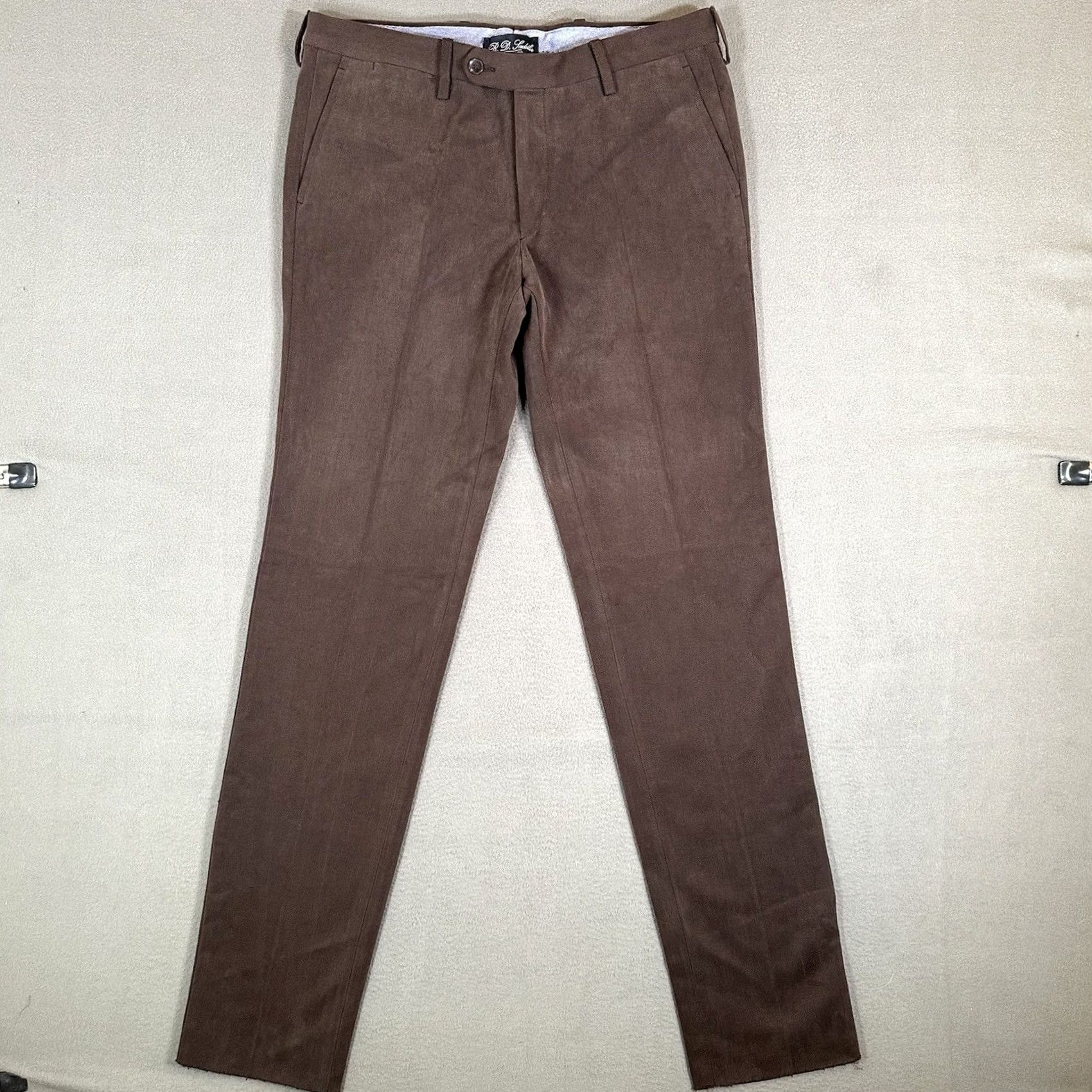 Vintage David Saddler Dress Pants Mens 50 Brown Chino Flat Front Straight Leg Dress Pants Regular 35x35 Wool Cotton Fall Spring Summer Winter Vintage No Size US 34 / EU 50 - 2 Thumbnail