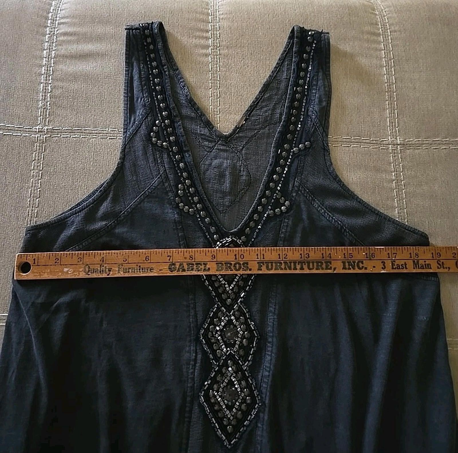 Free People Free People Beaded Tank Tunic Top Black Mesh Embellished Size M / US 6-8 / IT 42-44 - 5 Thumbnail