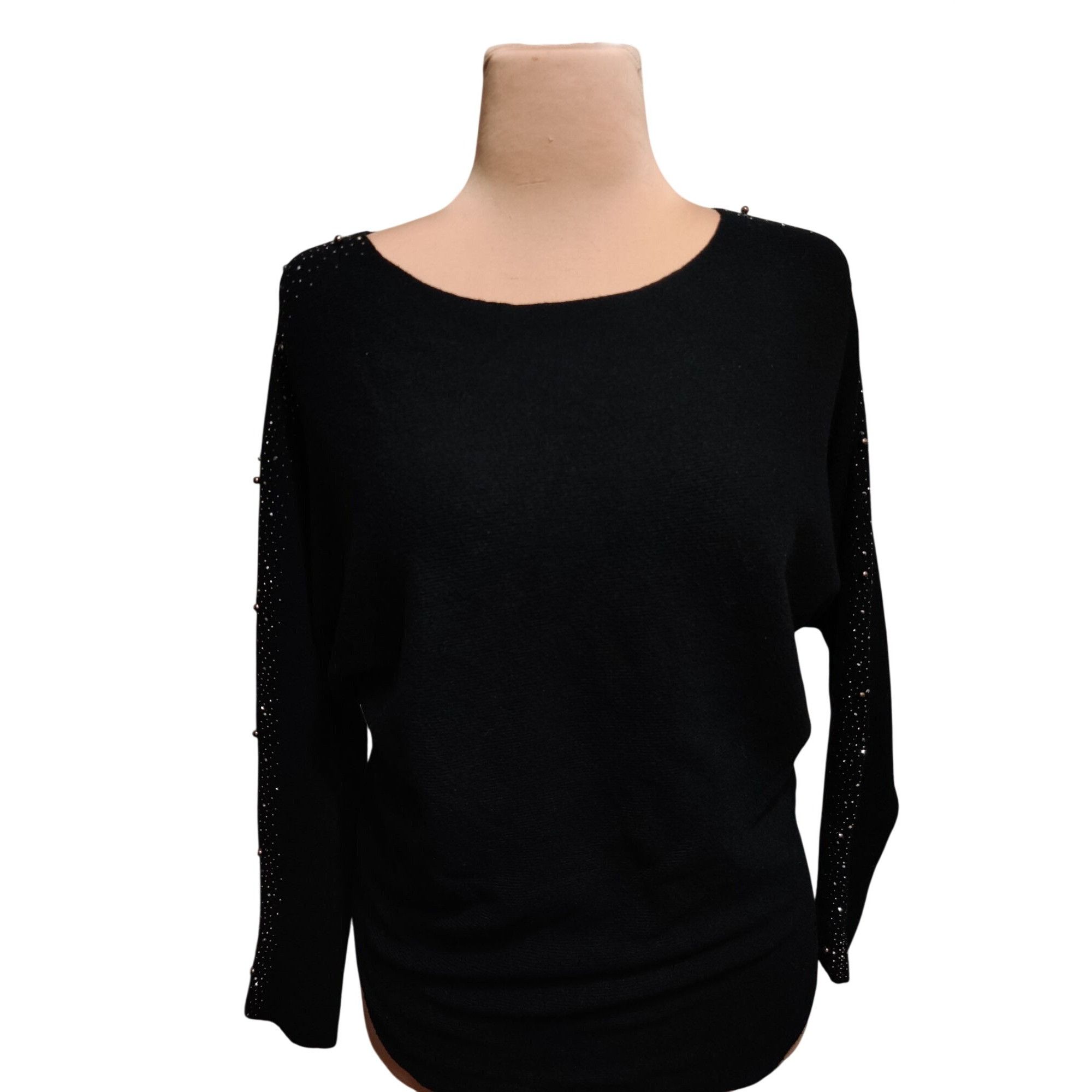 Other Vila Milano Black Sweater Size L Bead Rhinestone Embellished Size L / US 10 / IT 46 - 9 Thumbnail