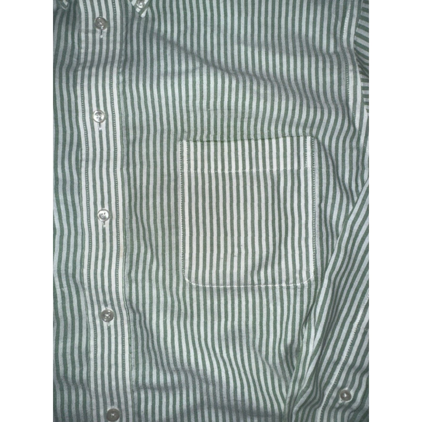 Stafford VINTAGE Strafford Striped Oxford Shirt 17 32-33 Green White Distressed Dress Shirt Men Regular Size US XL / EU 56 / 4 - 2 Thumbnail