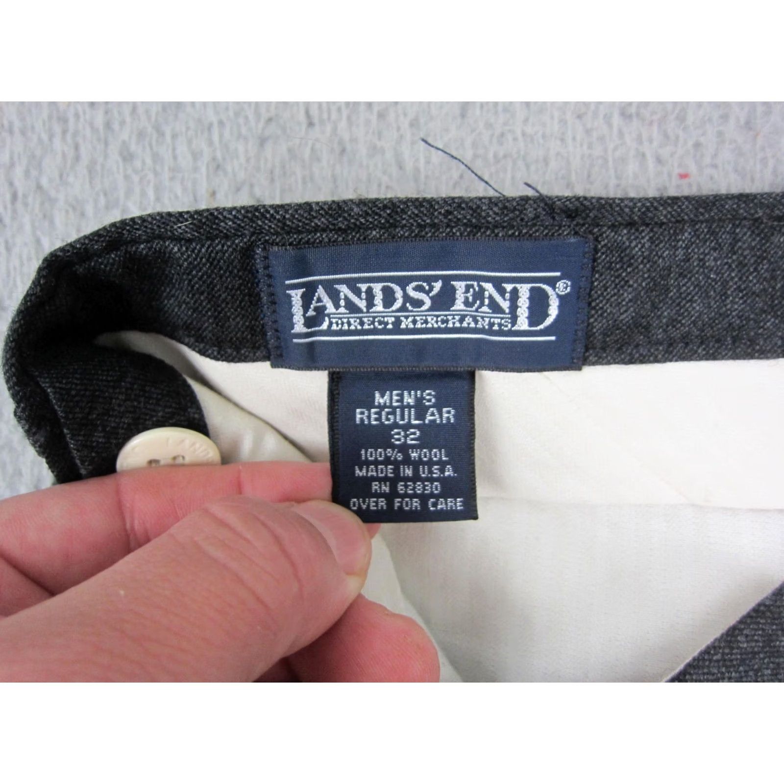 Lands' End VINTAGE Lands End Dress Pants Mens 32x29 Gray 100% Wool Regular Made in USA Size US 32 / EU 48 - 4 Thumbnail