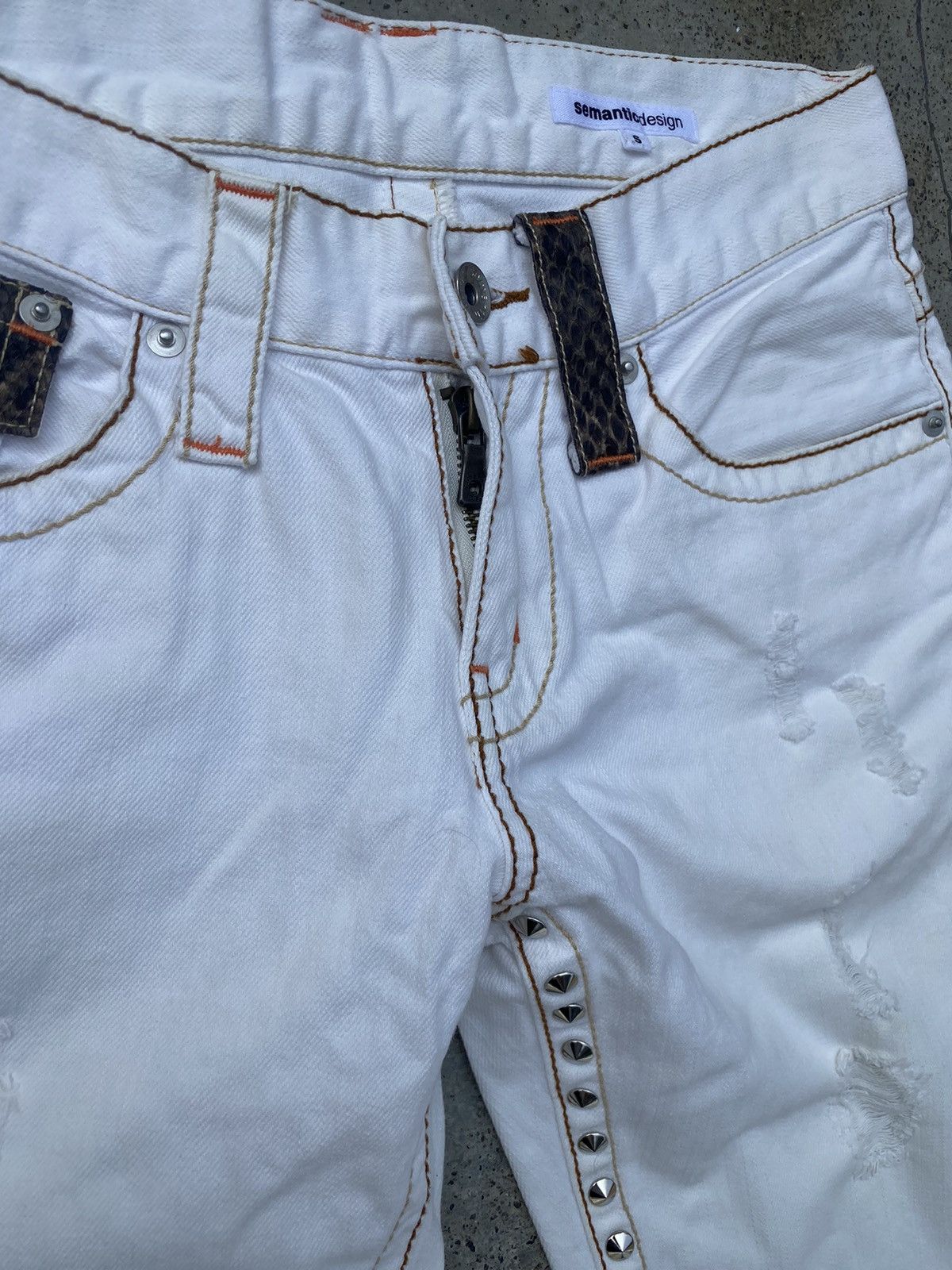 Vintage VINTAGE SEMANTIC DESIGN SPIRAL FLARE DISTRESSED TORNADO RAVE Size US 28 / EU 44 - 6 Thumbnail