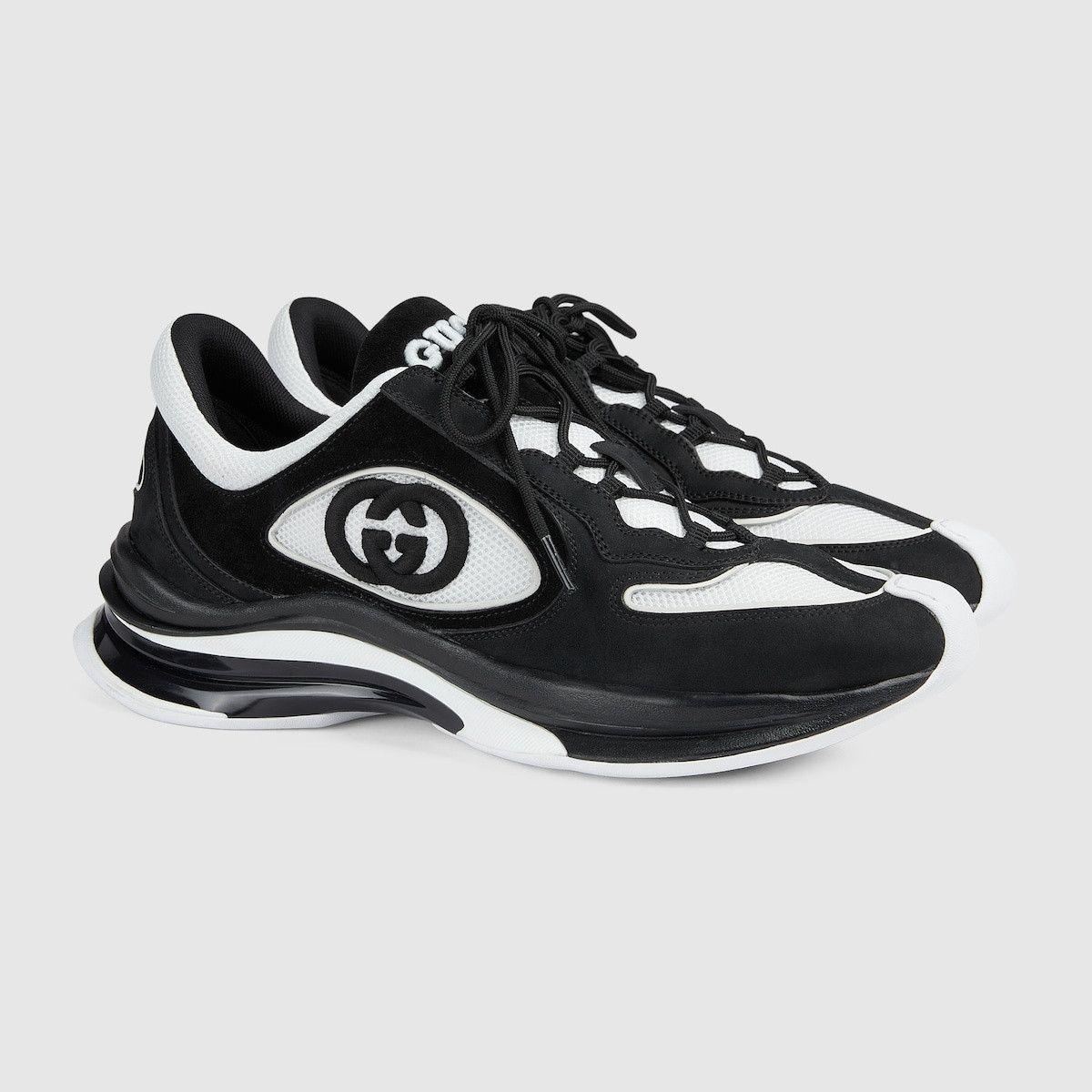 Gucci o1mt1gz0425 Interlocking G Run Sneakers in Black & White Size US 12.5 / EU 45-46 - 1 Thumbnail