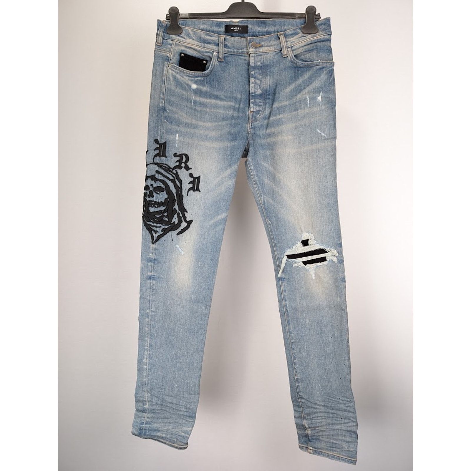 Amiri o1rshd1 Q:2 / Wes Lang Reaper Logo Jeans in Clay Indigo Size US 33 - 2 Thumbnail