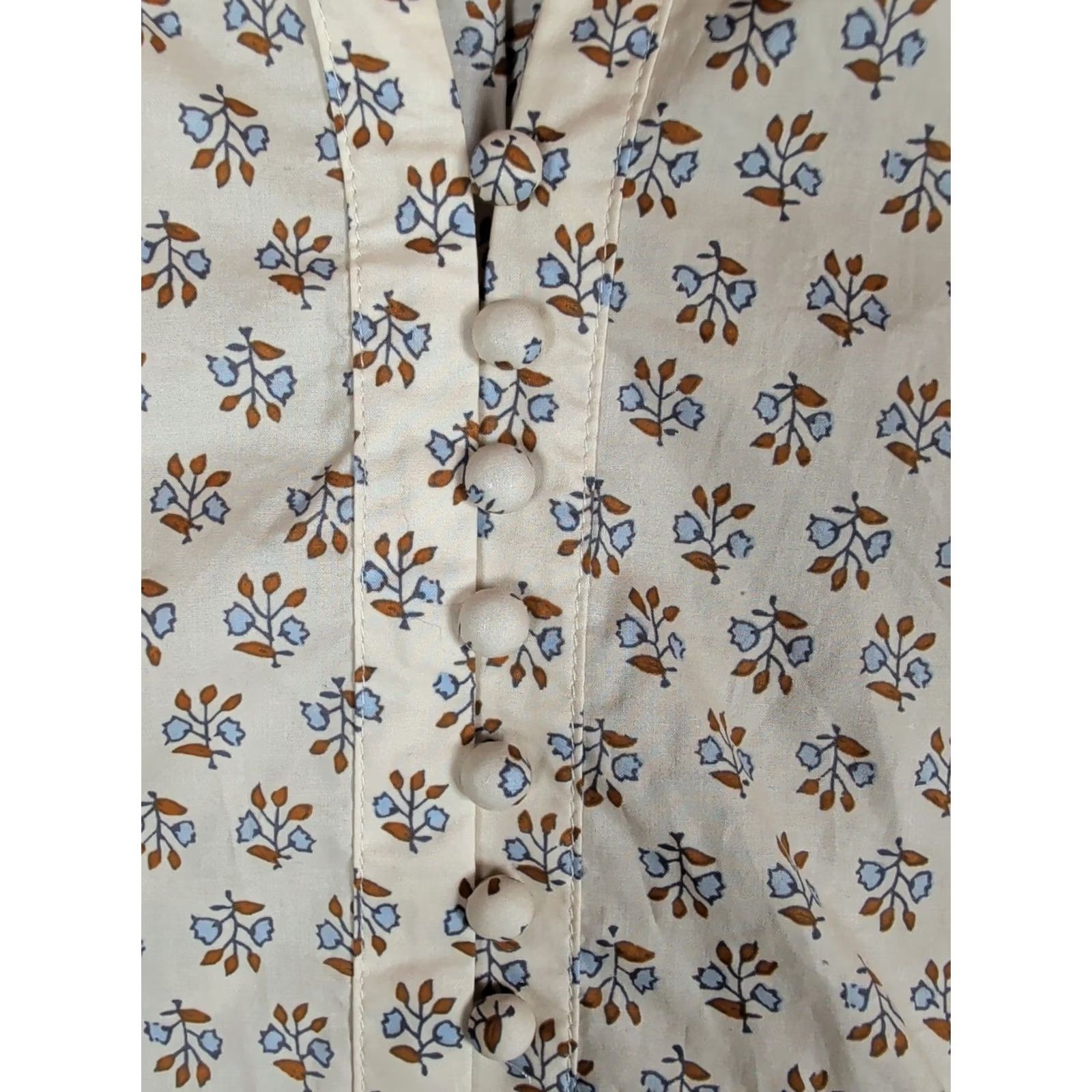 Vintage PINCH Floral Puff Sleeve Blouse Ruffle Neck Button Front Top M Cottagecore Women Size M / US 6-8 / IT 42-44 - 2 Thumbnail