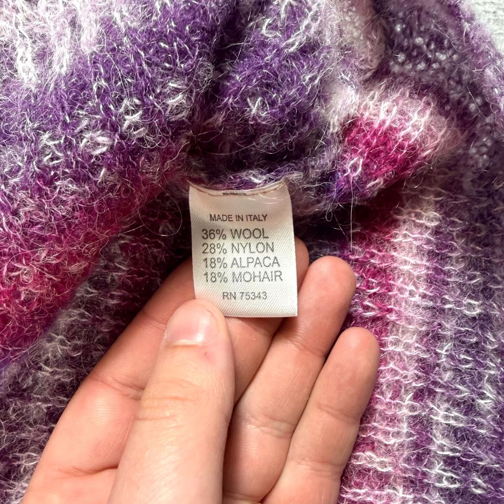 Vintage Elsamanda Sweater Women M Pink Wool Alpaca Mohair Italy Striped Bohemian Crew Neck Long Sleeve Knitted Pullover Size M / US 6-8 / IT 42-44 - 4 Thumbnail