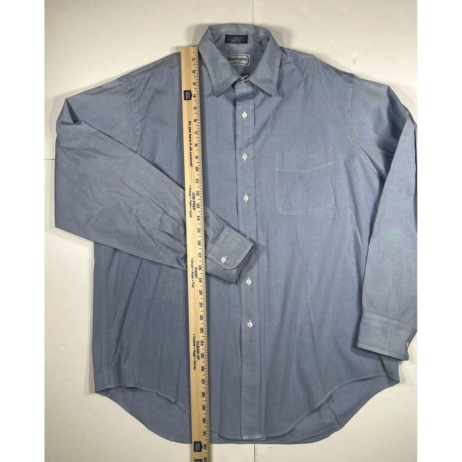 Vintage Huntington Pin Point Oxford Blue ButtonUp Long Sleeves DressShirt Mens 16 1/2-35 Shirt Men 16.5 Blue Size US XL / EU 56 / 4 - 3 Thumbnail