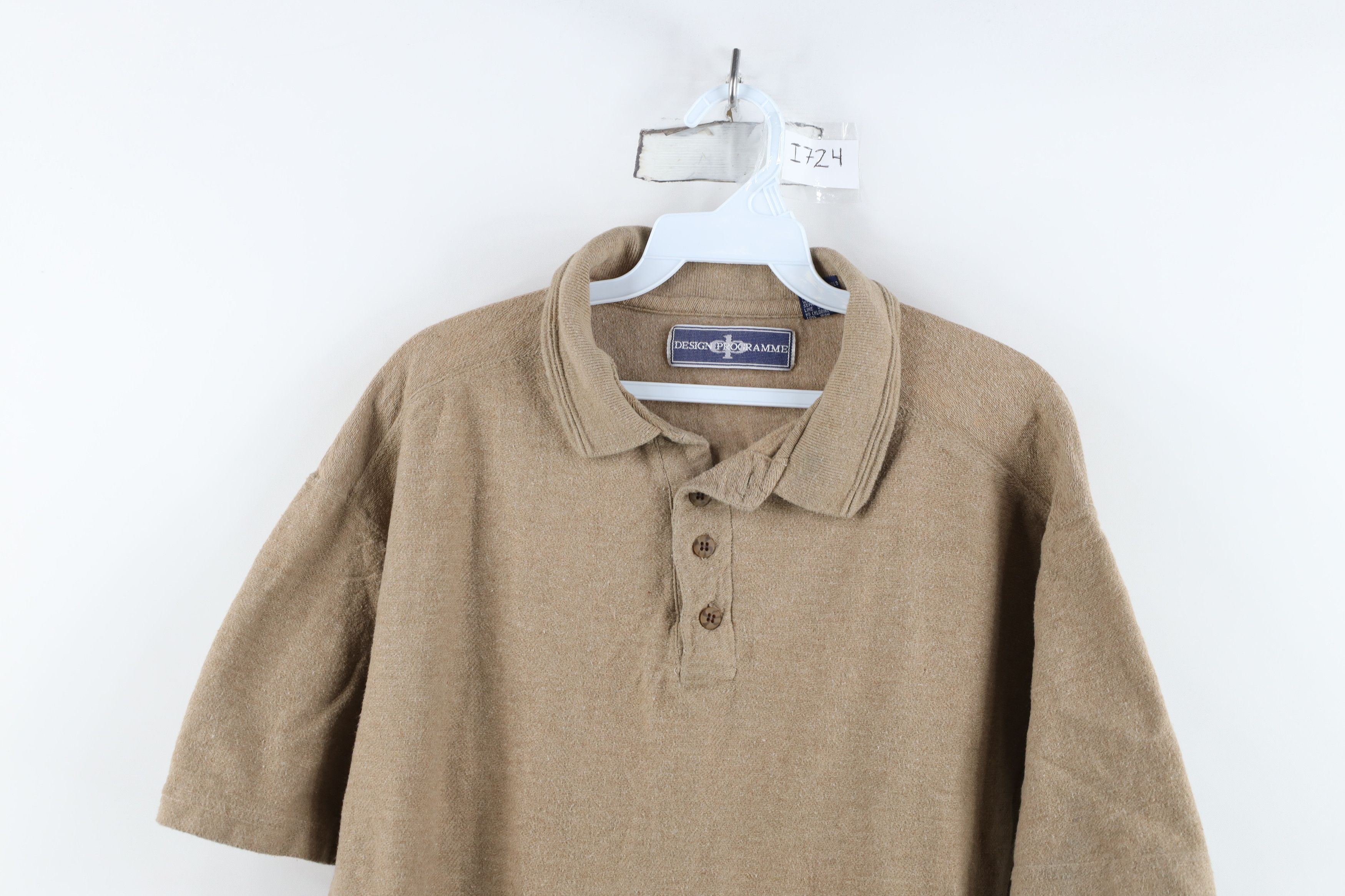 Vintage Vintage 90s Streetwear Blank Knit Golf Polo Shirt Beige Tan Size US L / EU 52-54 / 3 - 2 Thumbnail
