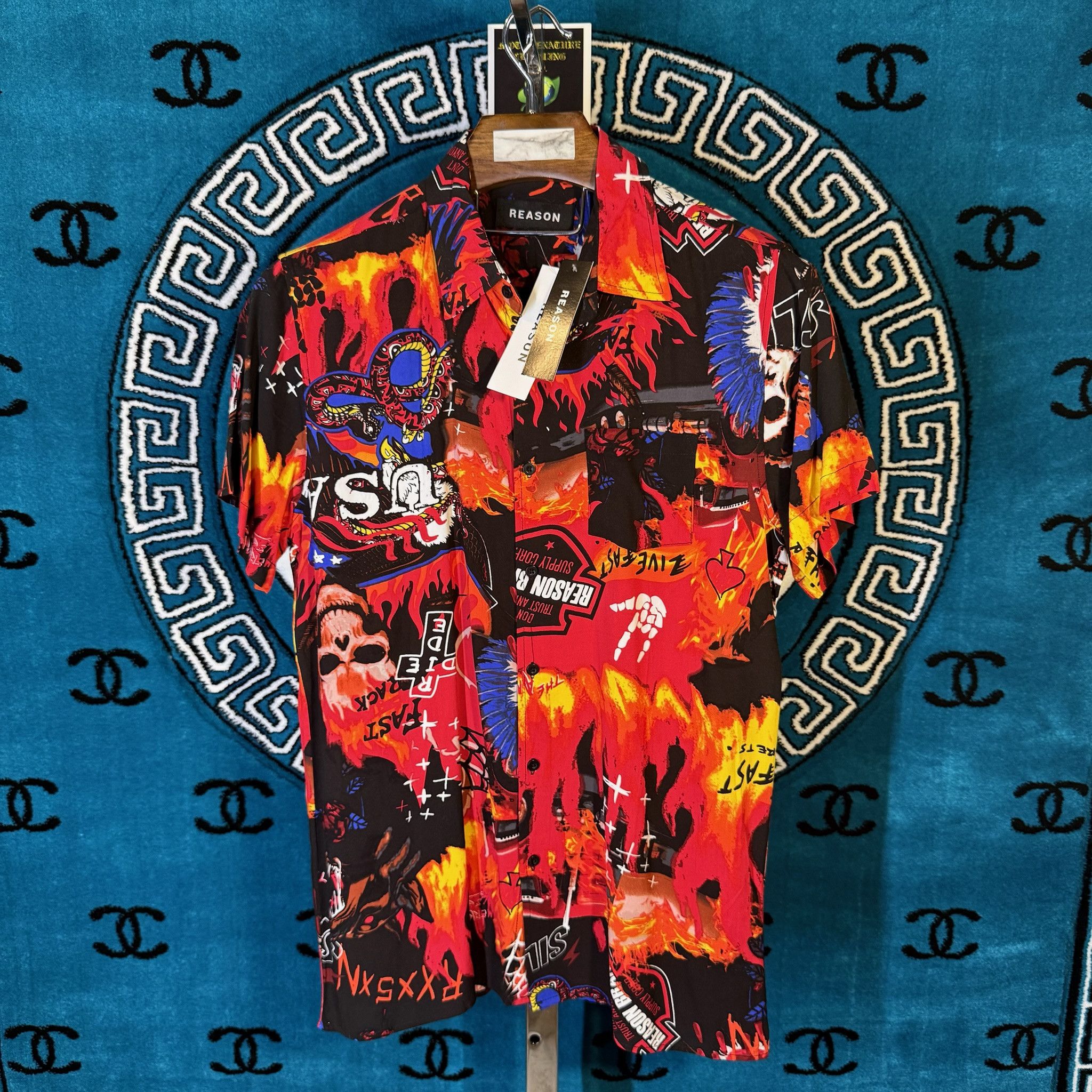 Reason NEW RIDE OR DIE LIVE FAST ICONA GRAPHIC S/S BUTTON UP Size US L / EU 52-54 / 3 - 1 Thumbnail