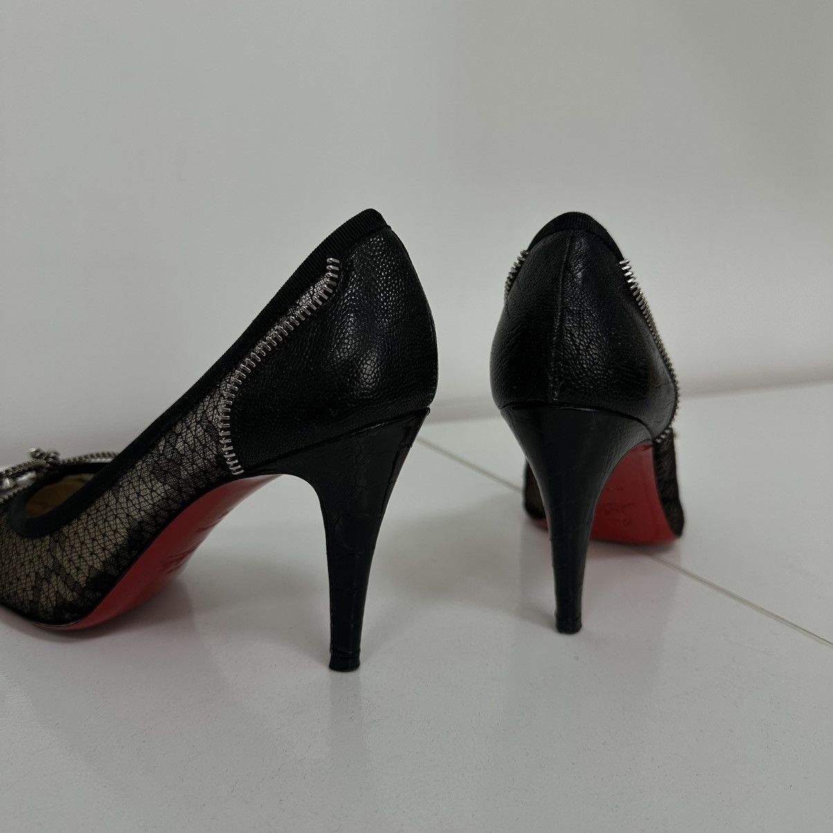 Christian Louboutin Christian Loboutain Candy Spike Pumps Black Leather Heels Size US 8 / IT 38 - 8 Thumbnail