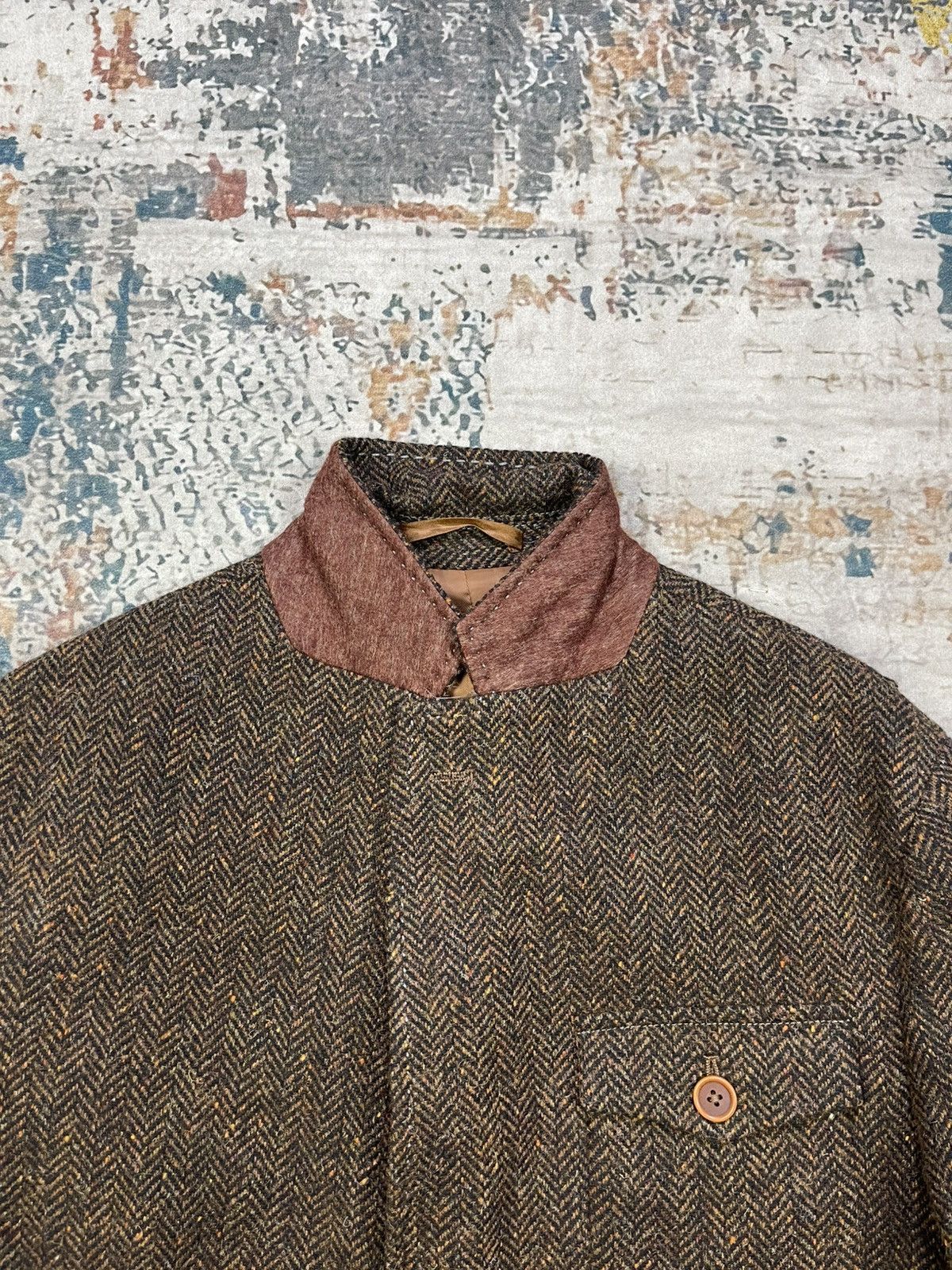 Japanese Brand Abx Herringbone Tweed Elbow Patch Sport Coat Size US S / EU 44-46 / 1 - 10 Thumbnail