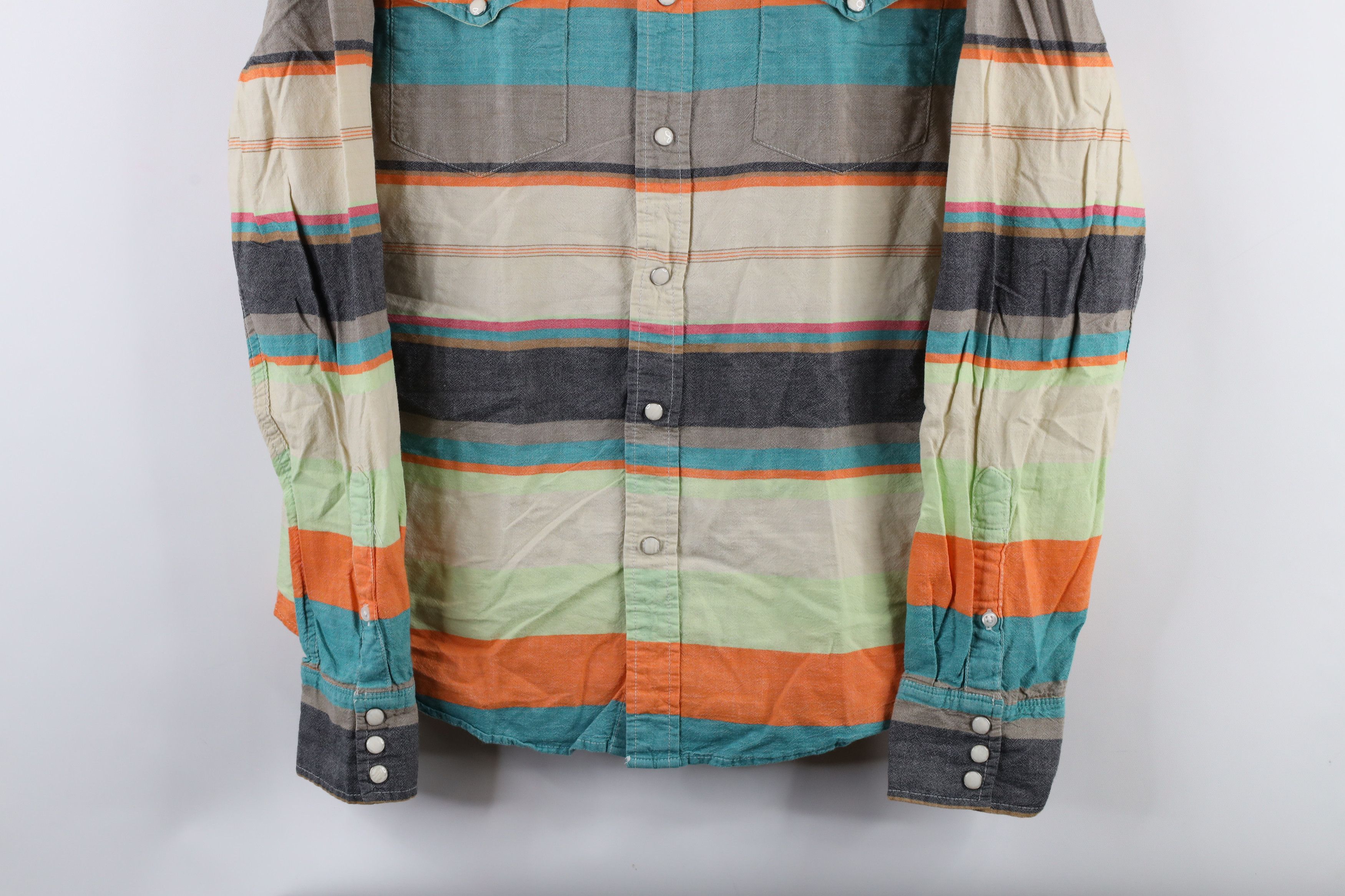 Salt Valley × Vintage Salt Valley Western Rainbow Striped Snap Button Shirt Cotton Size US M / EU 48-50 / 2 - 3 Thumbnail