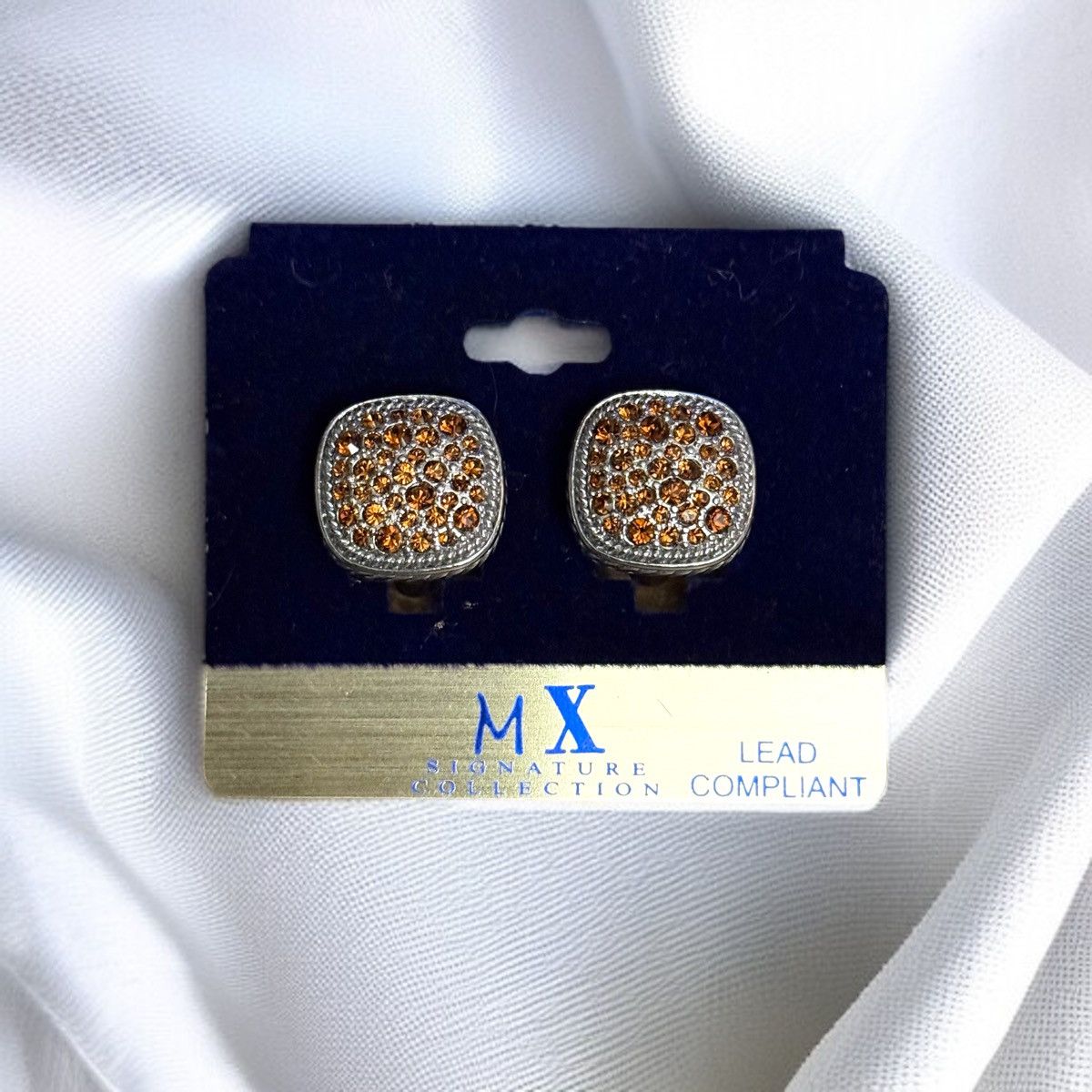Other MX Signature Collection square silver pave orange CZ earring Size ONE SIZE - 1 Thumbnail