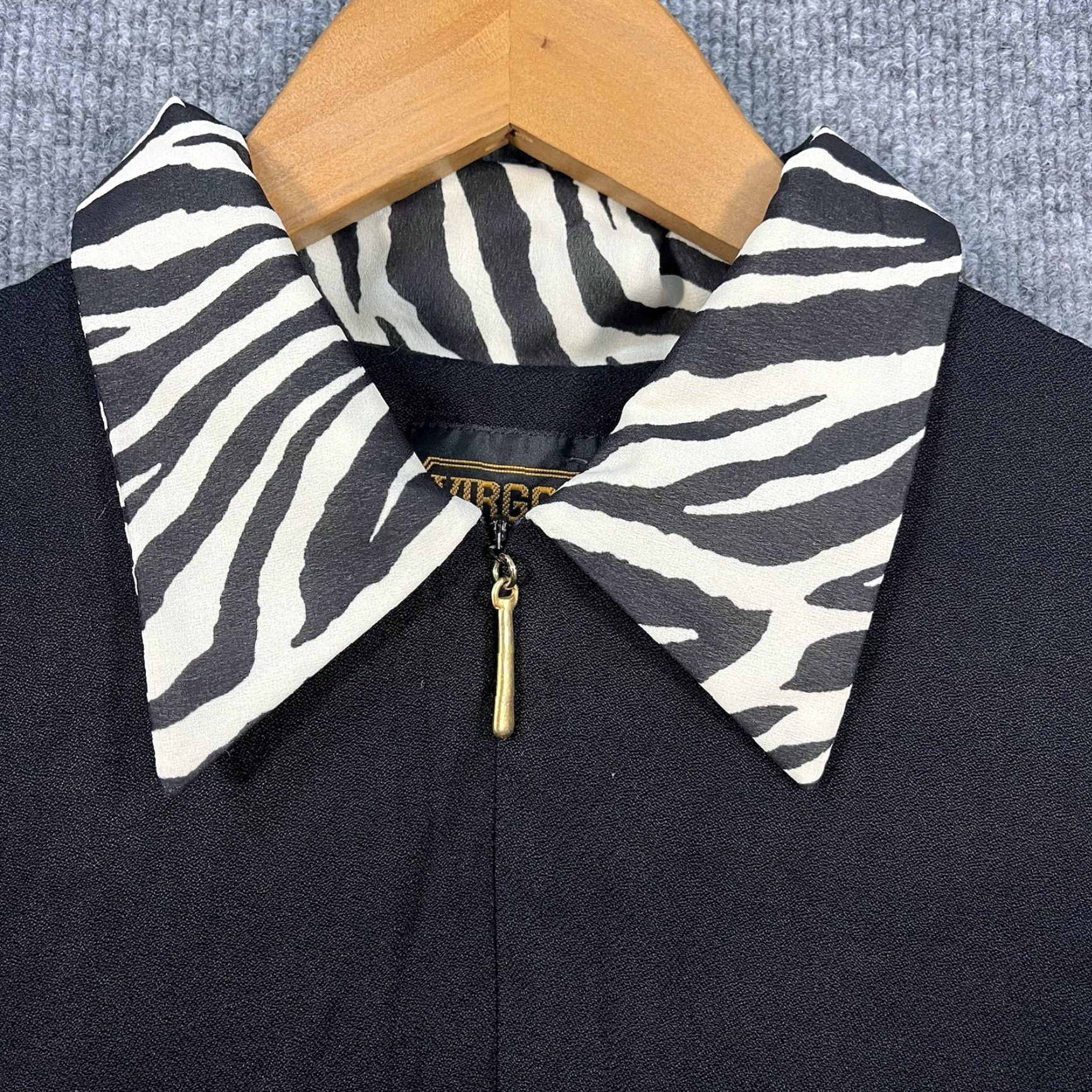 Vintage VTG Virgo II Womens Dress Sz 6 Zebra Print Collar Rockabilly Punk 90s Made USA Size M / US 6-8 / IT 42-44 - 2 Thumbnail