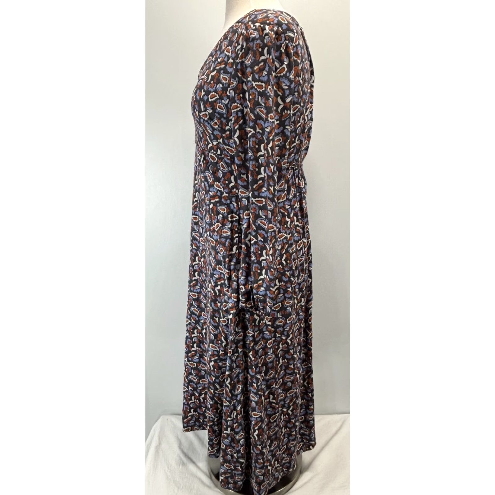 Boden VINTAGE Boden Tanya Floral Paisley Midi Dress 2P Petite Long Sleeve Fit & Flare Pockets Womens Size XS / US 0-2 / IT 36-38 - 2 Thumbnail