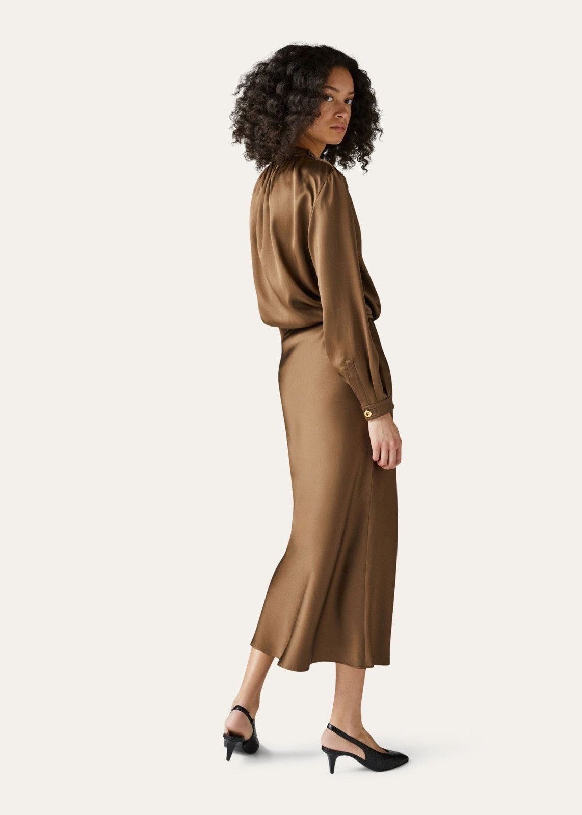Loro Piana o1srvl11e0824 Simona Silk Skirt in Dark Brown Size 30" / US 8 / IT 44 - 4 Thumbnail