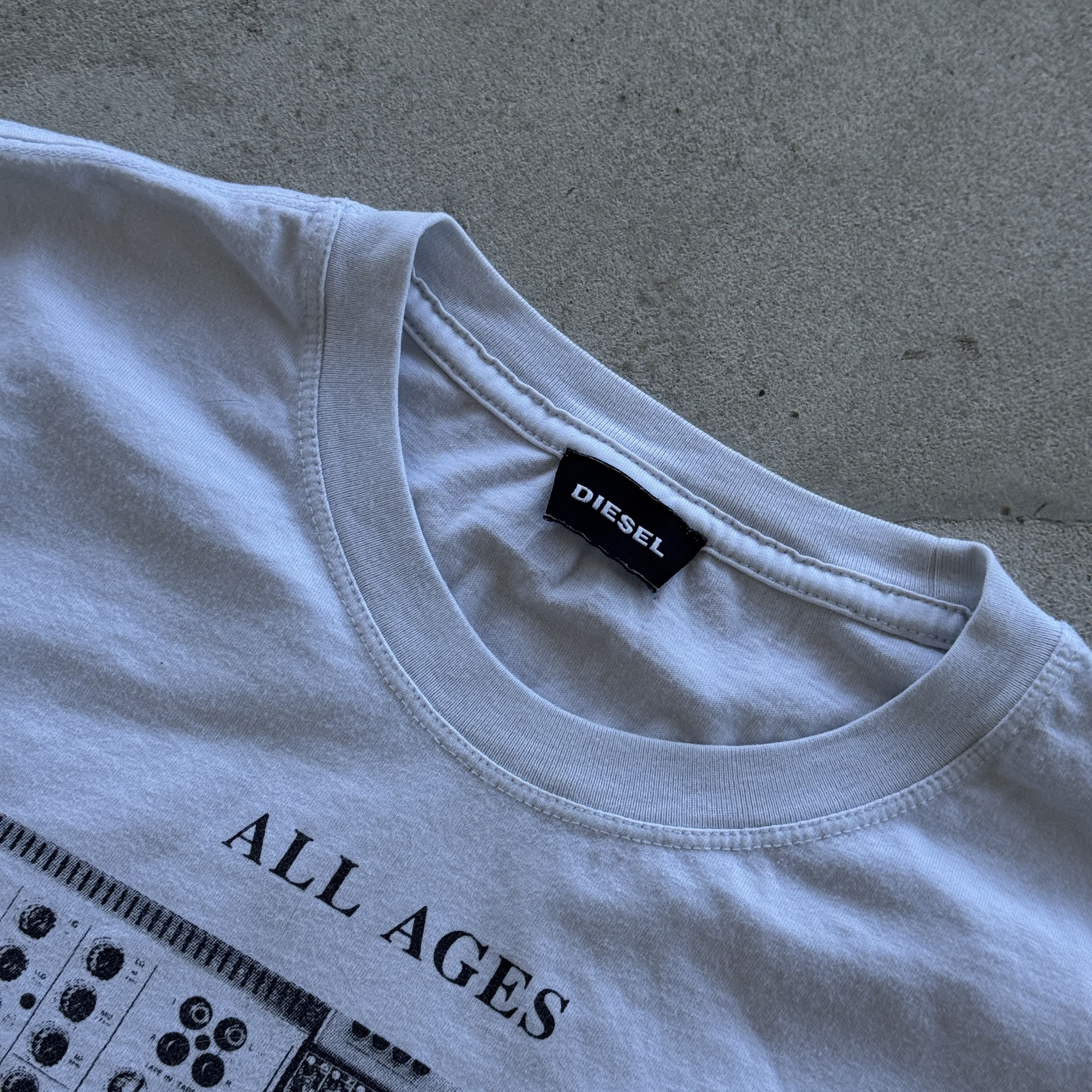 Diesel Vintage Diesel Tekno Music Rave White Graphic Tee Size US L / EU 52-54 / 3 - 4 Thumbnail