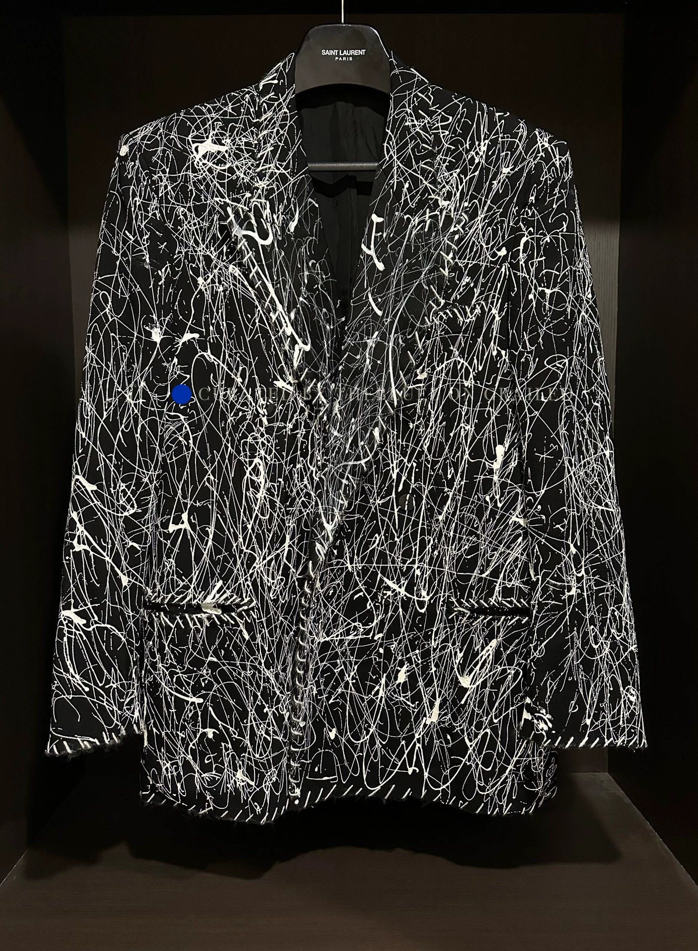 Yves Saint Laurent Vintage Hand-Painted Black Blazer Size US M / EU 48-50 / 2 - 1 Thumbnail