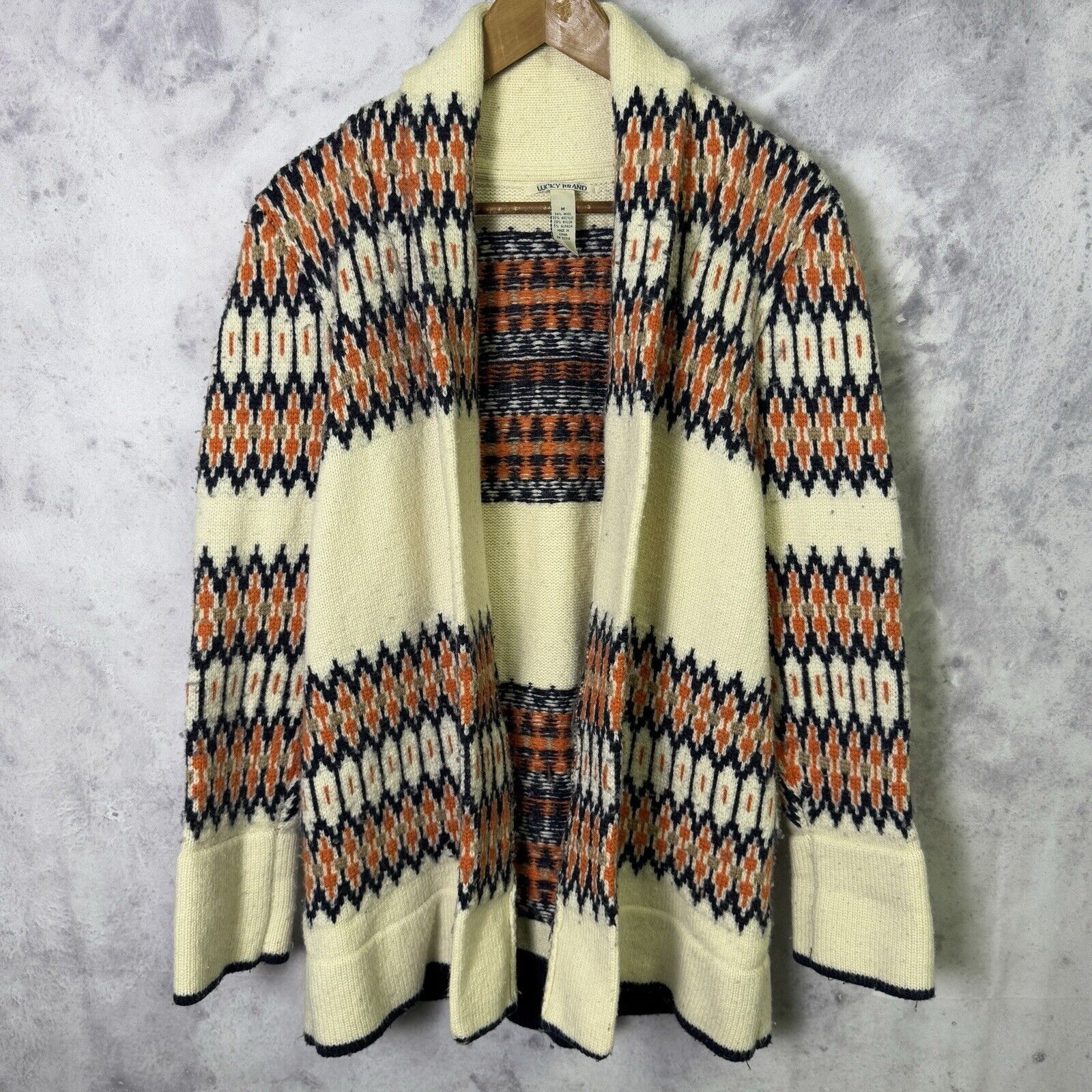 Lucky Brand Lucky Brand Knit Cardigan Sweater Womens Medium Striped Wool Size M / US 6-8 / IT 42-44 - 1 Thumbnail