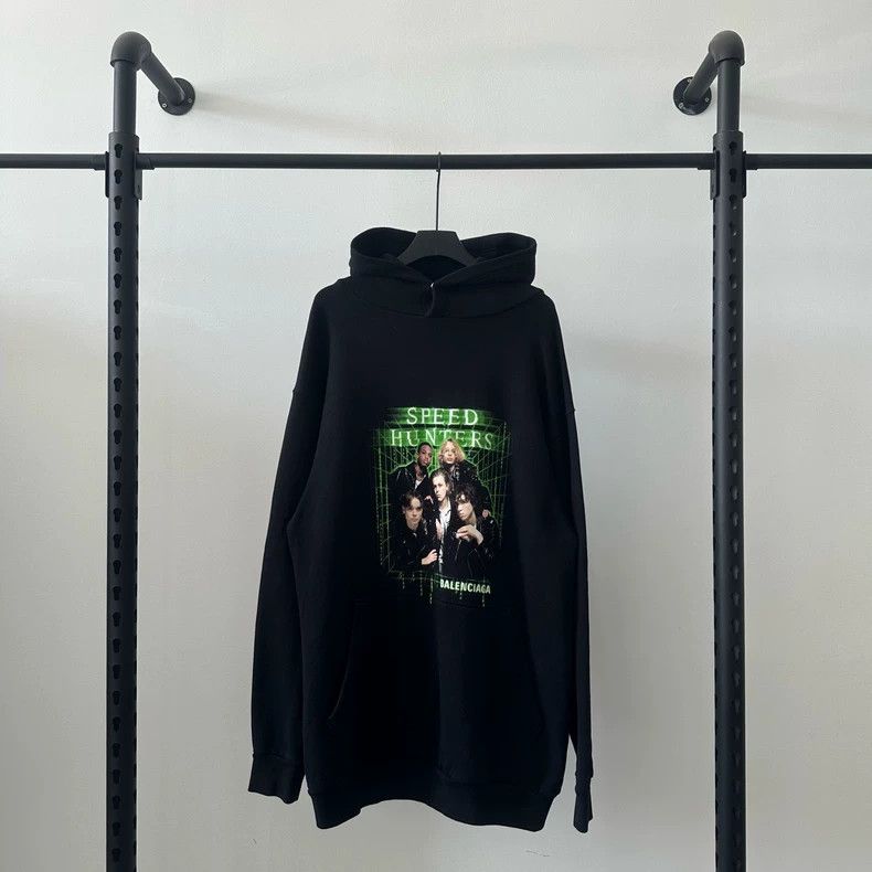 Balenciaga Balenciaga SS19 SpeedHunters Matrix Print Hooded Sweatshirt Size US S / EU 44-46 / 1 - 1 Thumbnail