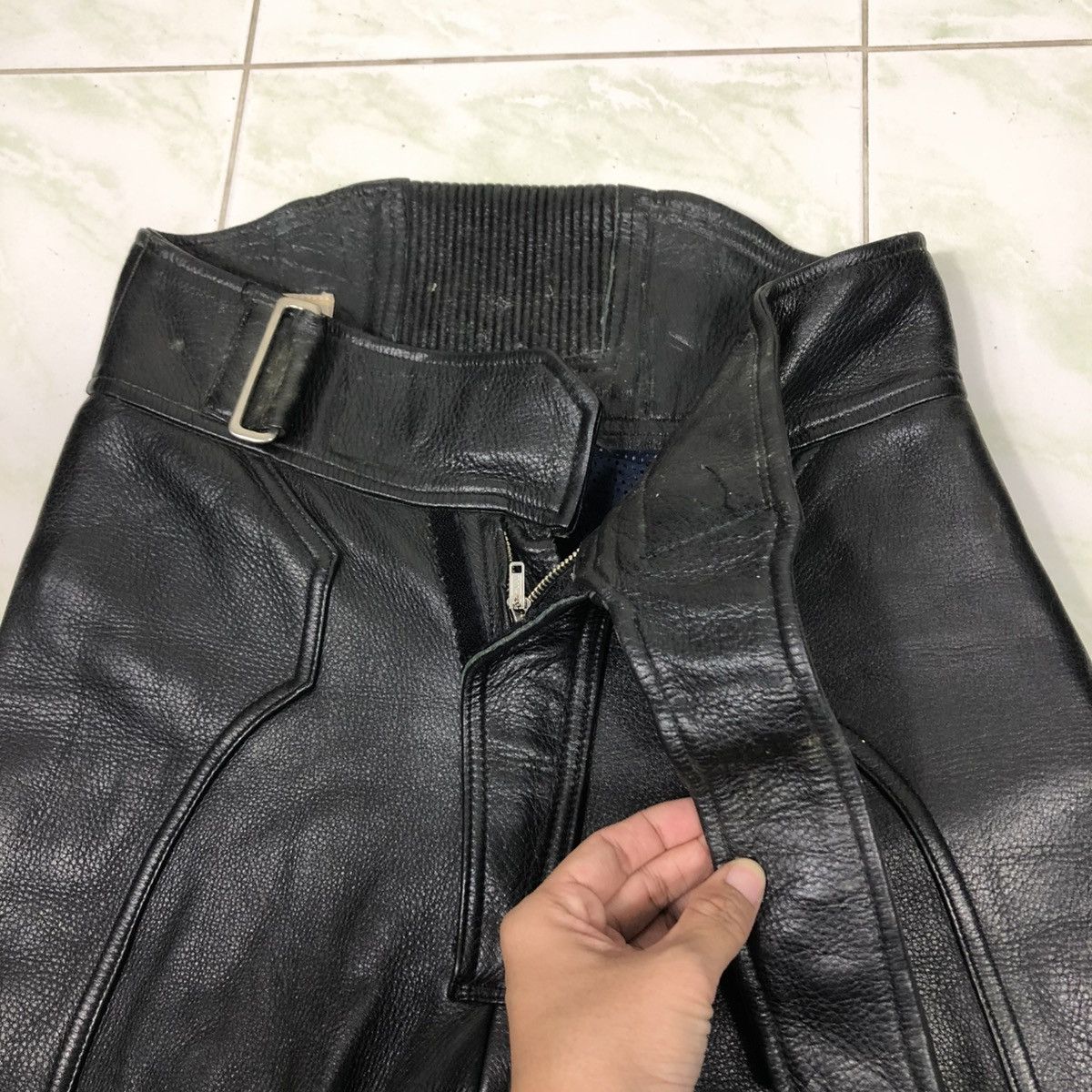Genuine Leather 🔥VINTAGE GENUINE LEATHER BIKER PANTS HIVE ISSEY MIYAKE Size US 28 / EU 44 - 19 Thumbnail