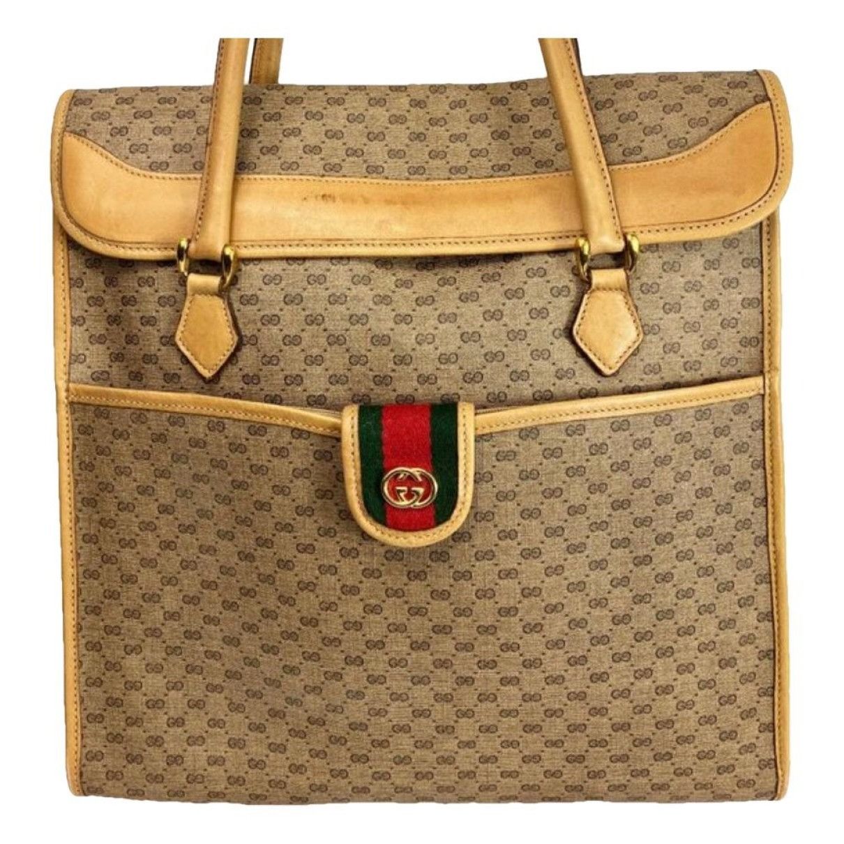image of Vintage 60S 70's Gucci Tote Micro GG Stripe in Beige, Women's