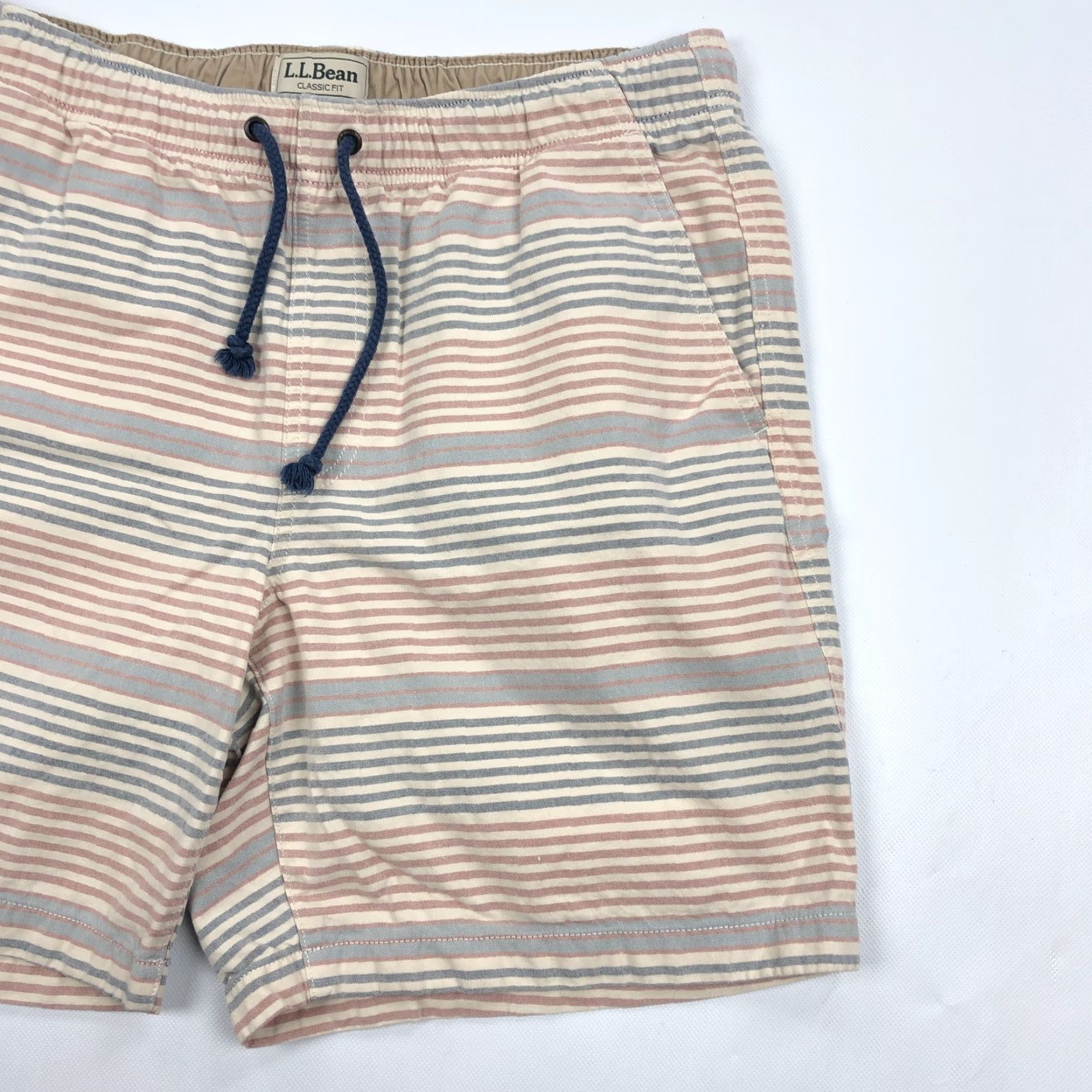 Vintage L.L.Bean Mens L-REG Classic Fit Striped Organic Cotton Pull-On Shorts Size US 33 - 3 Thumbnail
