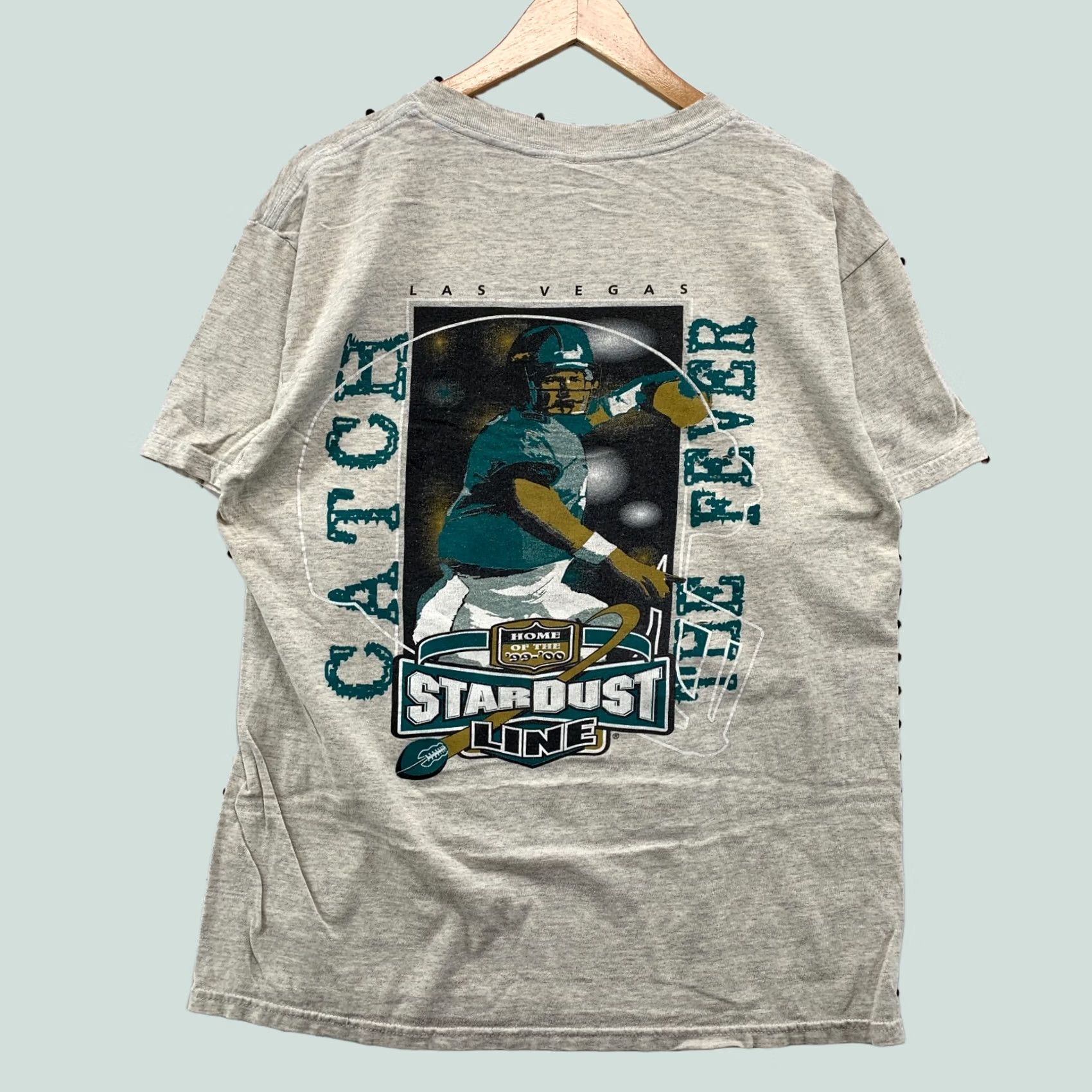 Tultex VINTAGE Stardust Sports Book Shirt Gray Catch The Fever Adult Large 21x27.5 Tultex Short Sleeve Crew Neck Cotton Blend 90s Sports Mens Size US L / EU 52-54 / 3 - 1 Thumbnail