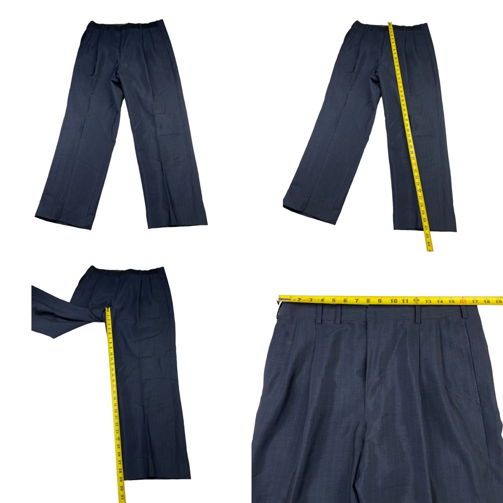 Vintage VTG Oxxford Clothes Men’s Manhattan Lightweight Suit Navy Blue Stripe 43R 34x30 Two-Button Blazer Pleated Pants Wool 2 Piece Vintage Mens Size 34R - 9 Thumbnail