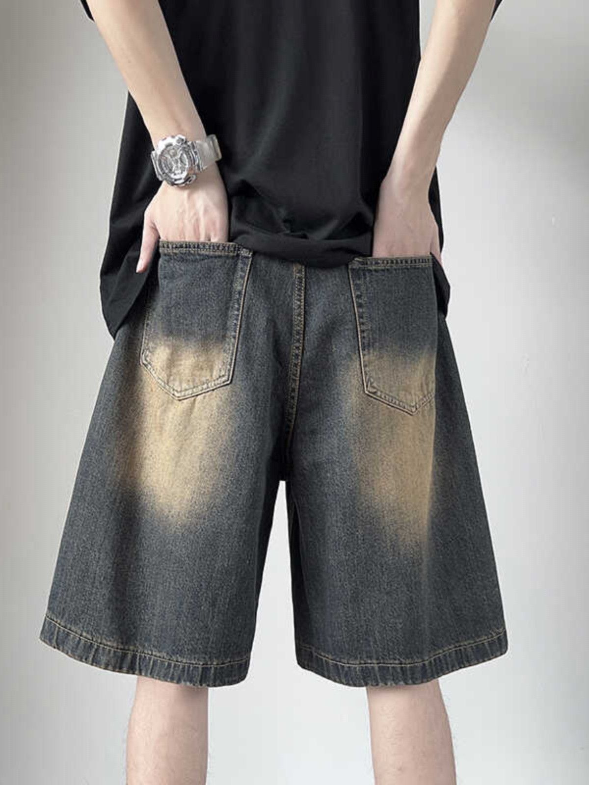 Japanese Brand × Jean Retro loose fitting wide leg straight leg denim shorts Size US 32 / EU 48 - 3 Thumbnail