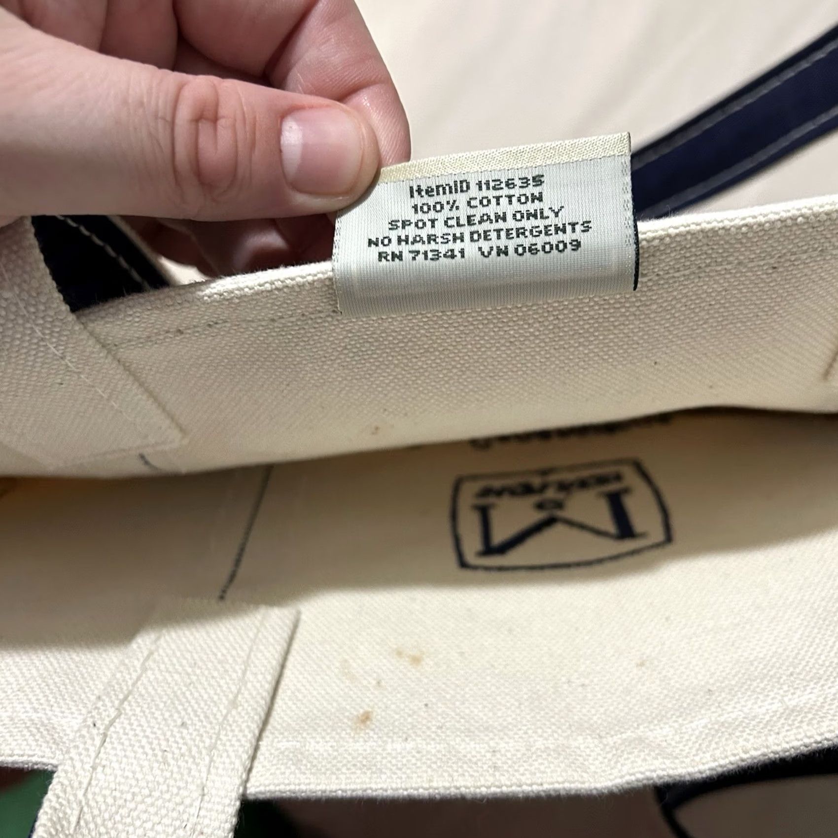 Vintage VINTAGE L.L. Bean Boat And Tote Tote Bag Made In USA Medium Cream And Navy Bag Mens Medium Ivory USA 90s Size ONE SIZE - 5 Thumbnail