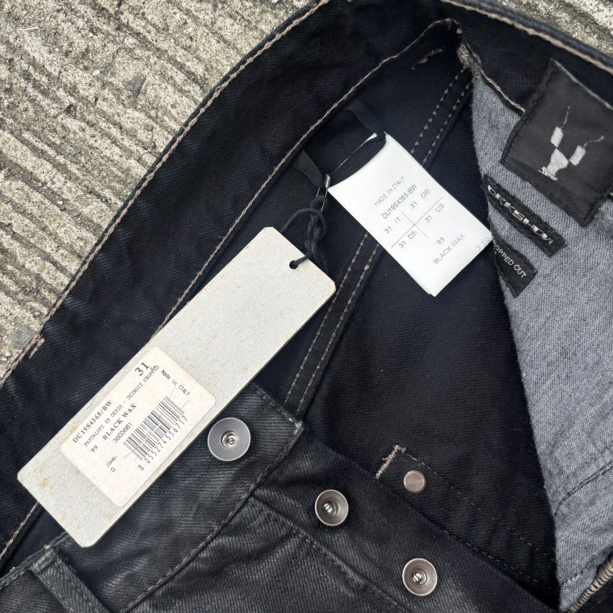 Rick Owens Drkshdw Rick Owens DRKSHDW Detroit Black Wax Cropped Cut Jeans Size US 31 - 9 Thumbnail