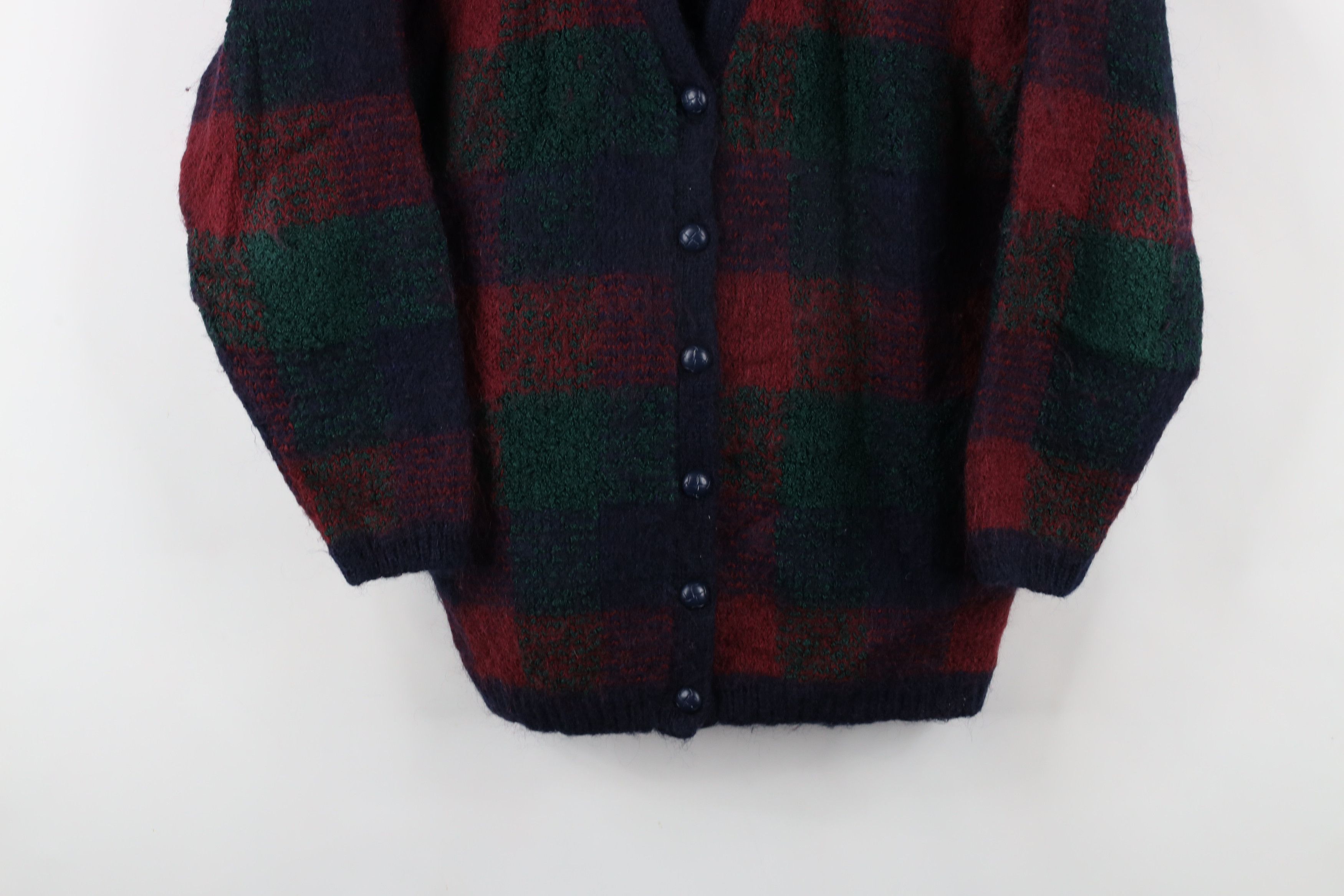 Vintage Vintage 90s Streetwear Blend Knit Cardigan Sweater Plaid Size L / US 10 / IT 46 - 3 Thumbnail