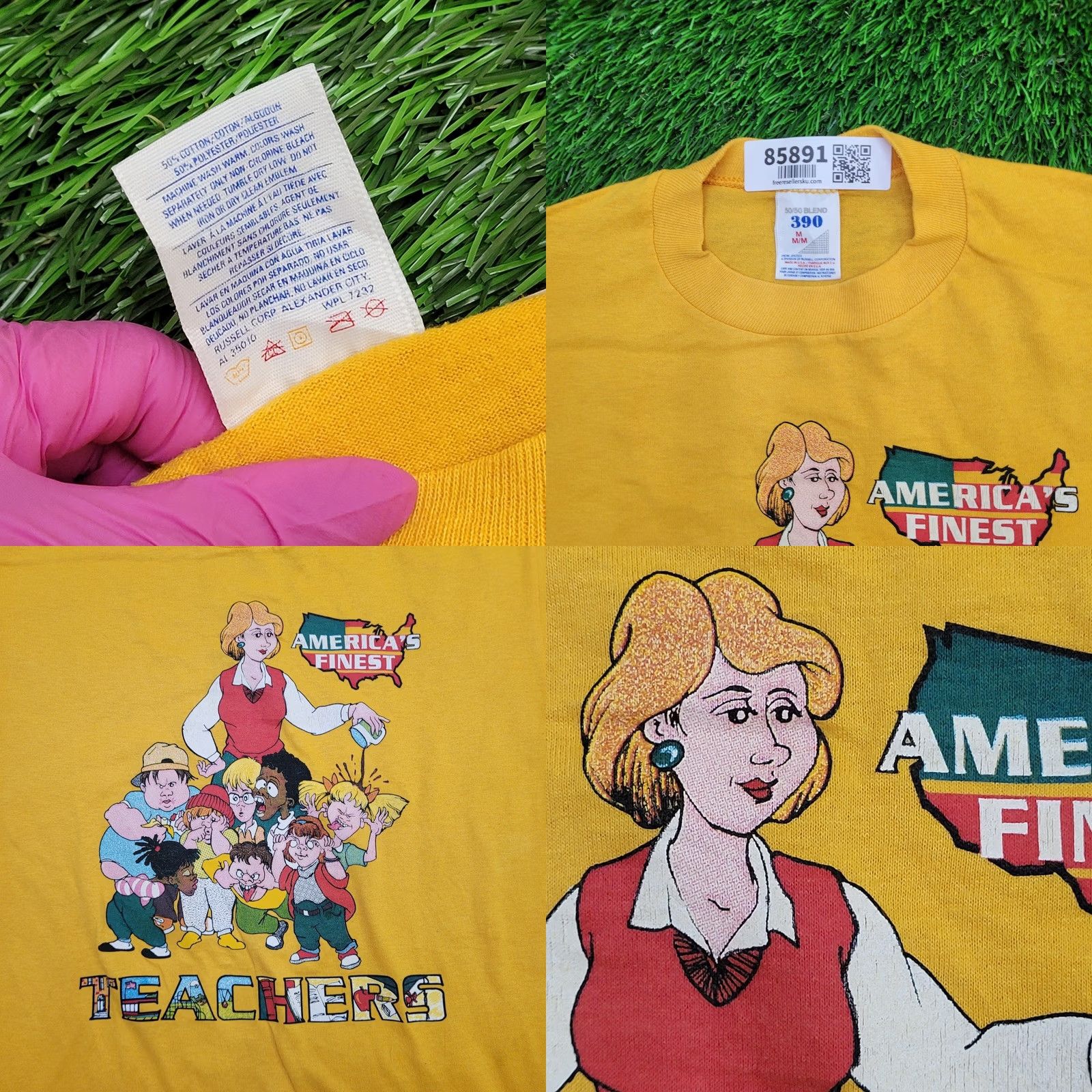 Vintage VINTAGE Teachers Day Shirt Womens S/M Yellow 1990S Crew Neck Graphic Tee Casual Short Sleeve Size M / US 6-8 / IT 42-44 - 8 Thumbnail