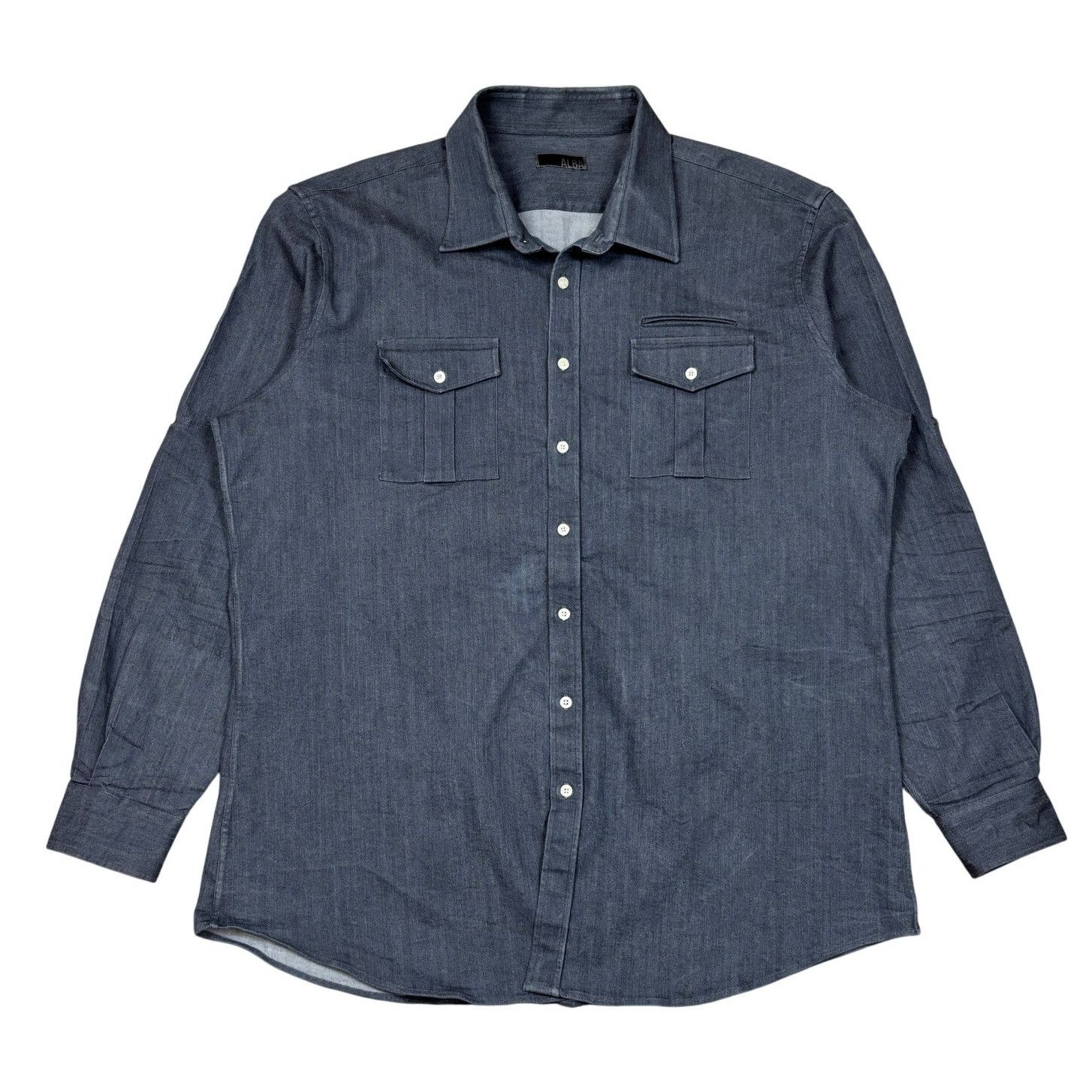 ALBA ALBA Bespoke Denim Stretch Button Up Shirt Men's 3XL Size US XXL / EU 58 / 5 - 1 Thumbnail