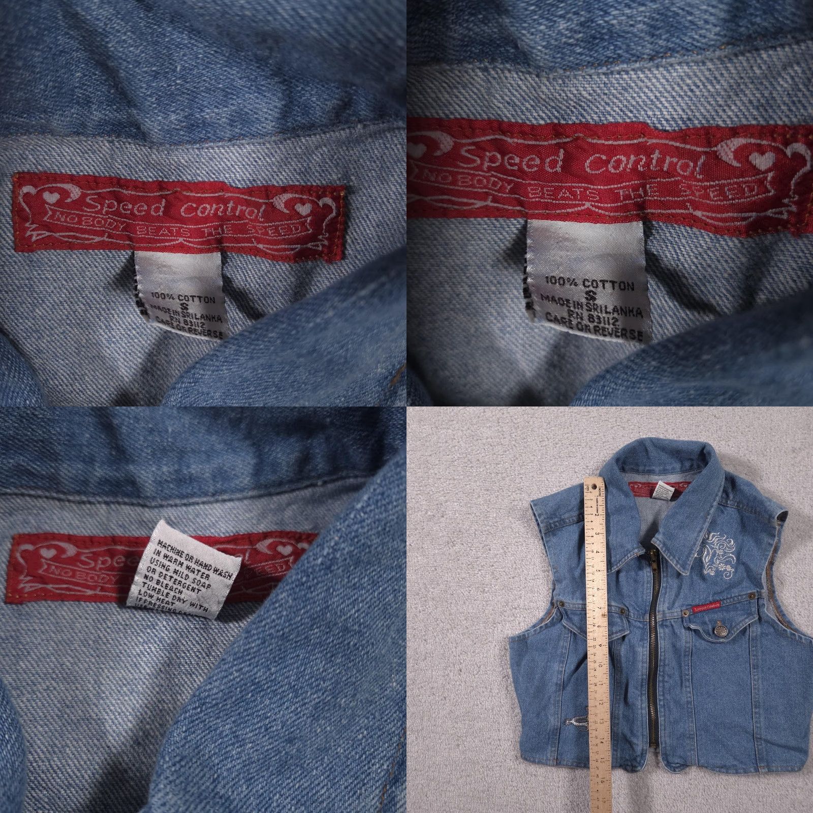 Speedo VINTAGE Speed Control Vest Girls Small Blue Denim Zip Front Embroidered Horse Western Size S / US 4 / IT 40 - 8 Thumbnail