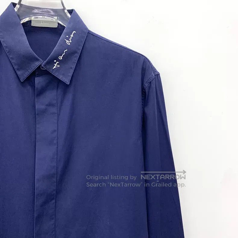 Dior Dior Size 37 Dark blue necklace embroidered cotton lapel lo Size US XXS / EU 40 - 3 Thumbnail