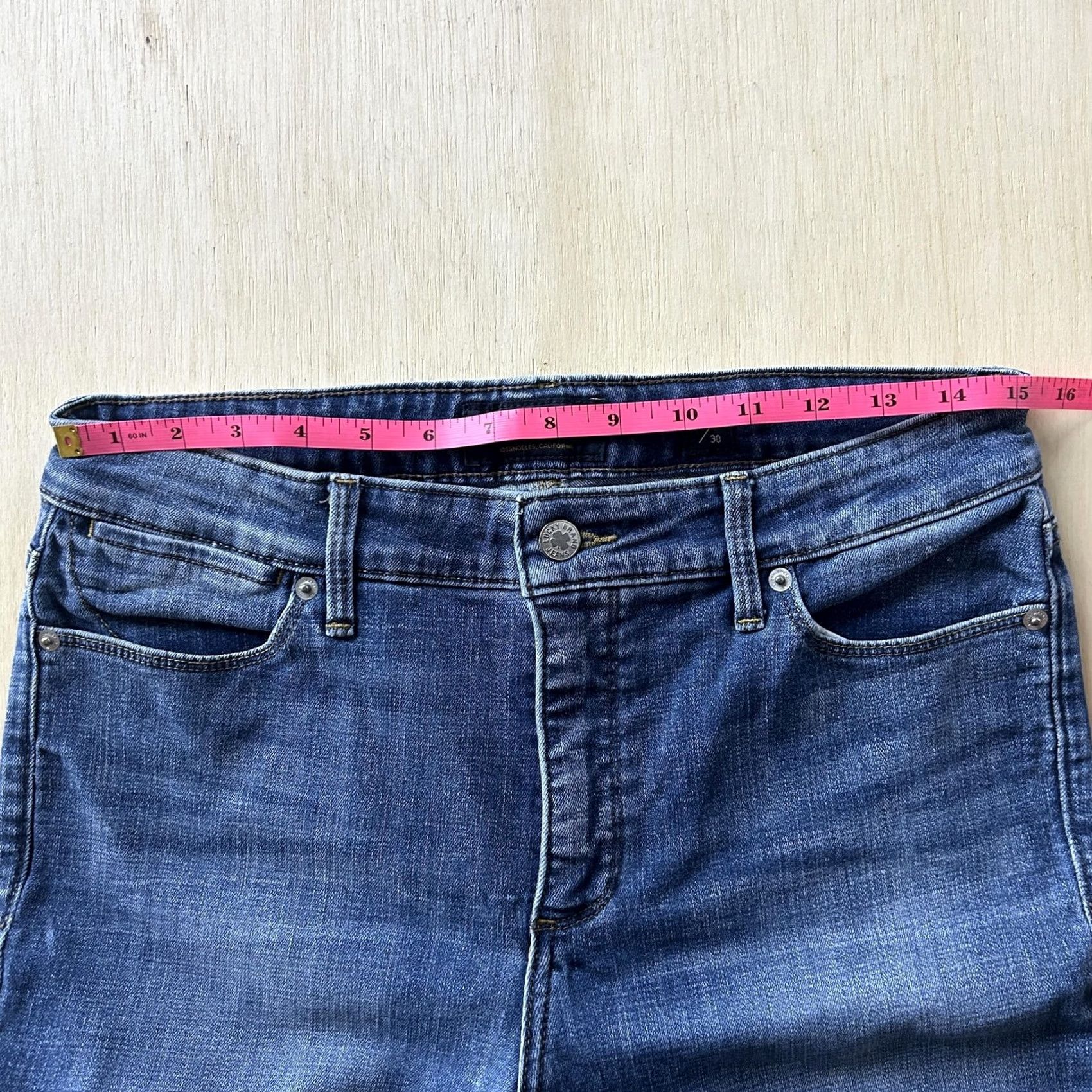 Lucky Brand Lucky Brand Skinny Jeans Womens 10/30 Medium Wash Blue Distressed Raw Hem Denim Jeans Size 32" / US 10 / IT 46 - 4 Thumbnail