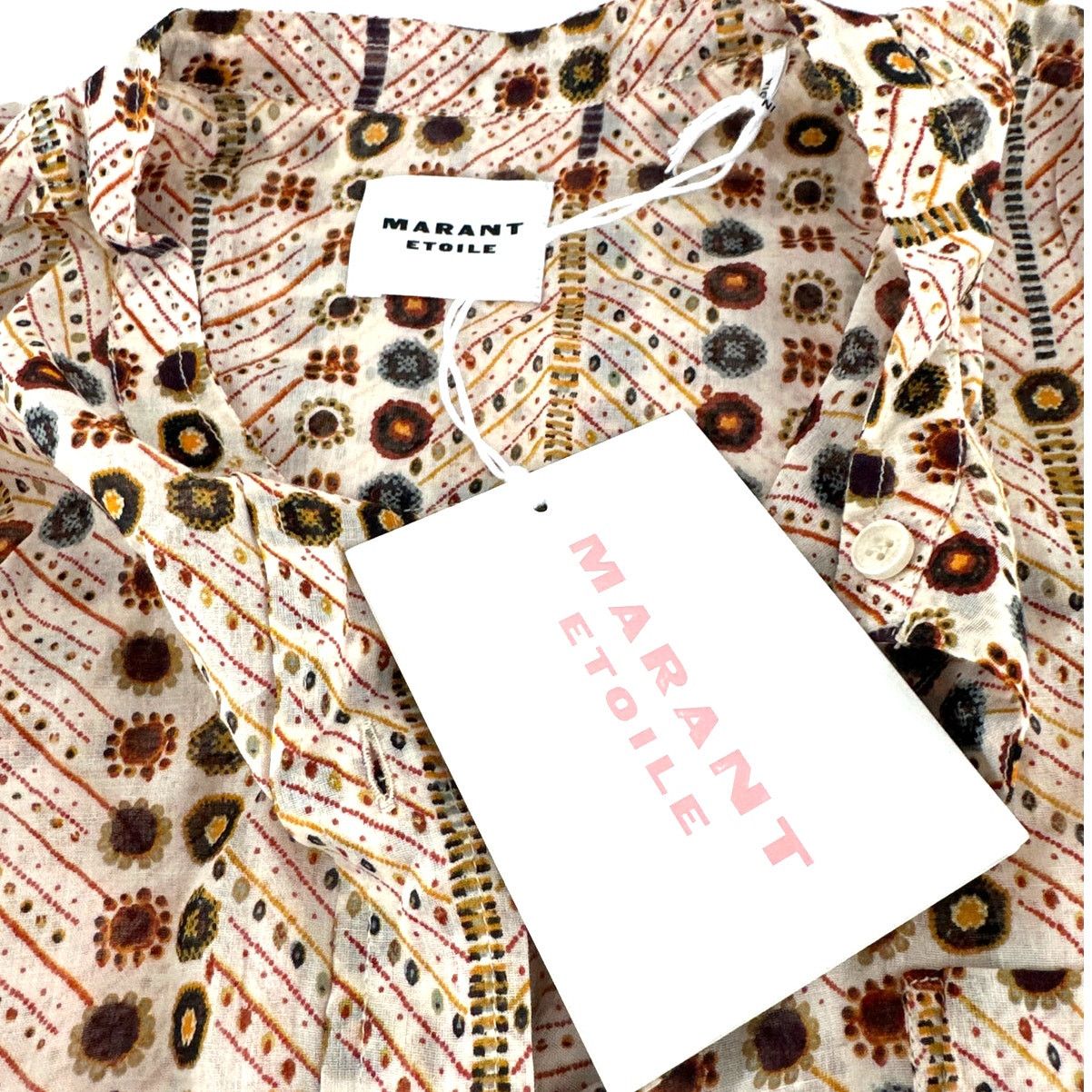 Isabel Marant Etoile Marant Etoile Ecru Mexika Printed Cotton Blouse 38 | Medium Size M / US 6-8 / IT 42-44 - 3 Thumbnail