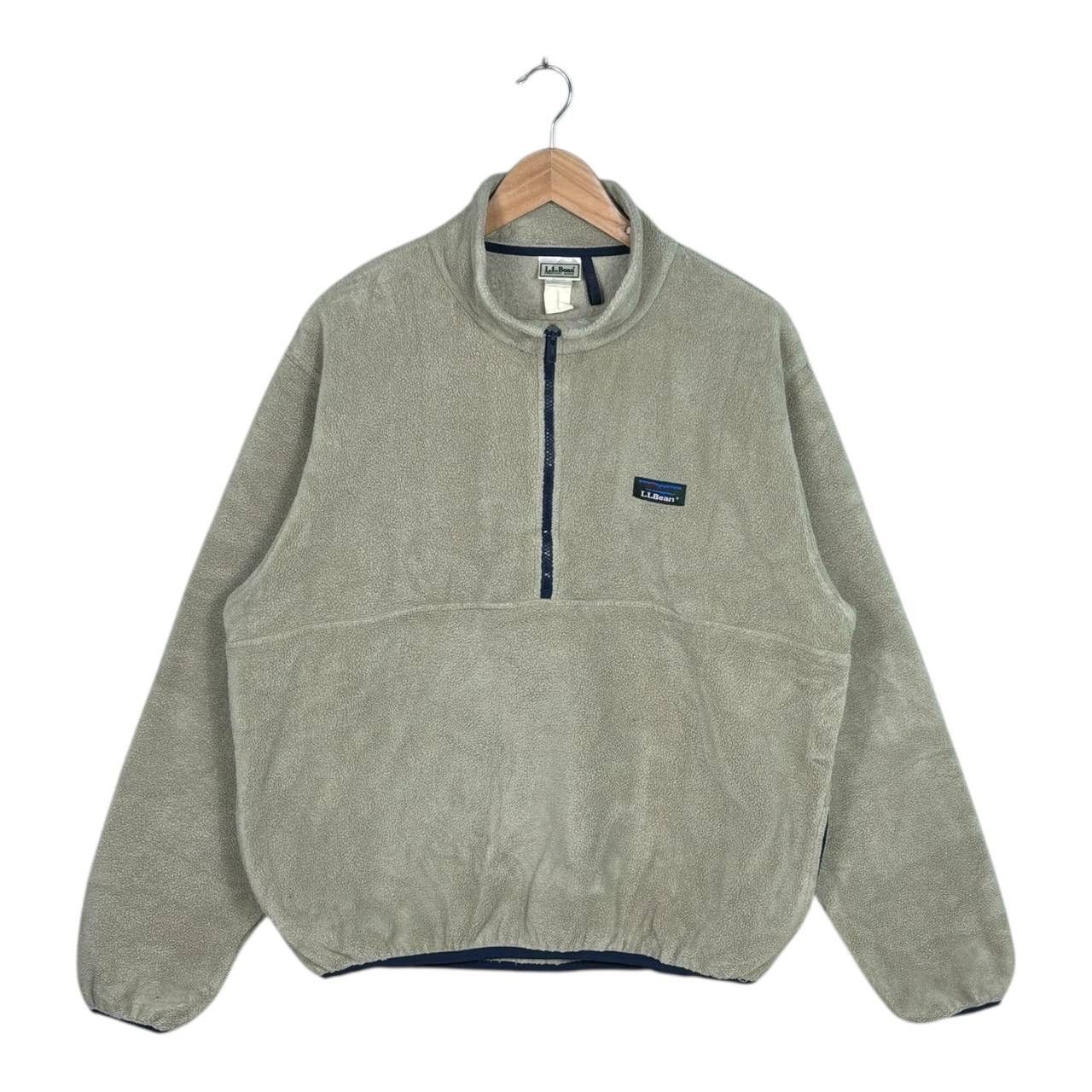 VTG L.L. Bean 1/4 Zip Fleece Pullover M Made in USA Beige