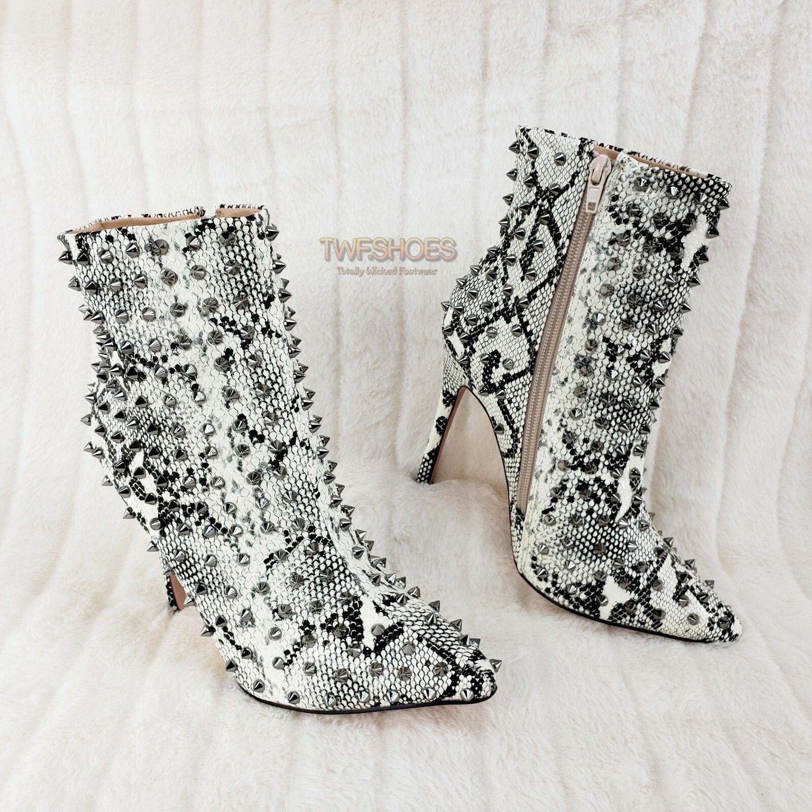 Other C & C Passion 2 Snake Leatherette Spike Stud Pointy Toe High Size US 8 / IT 38 - 7 Thumbnail