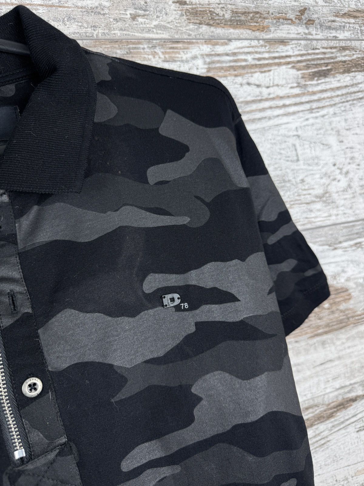 Diesel Diesel Camouflage Polo Shirt Black Grey Slim Fit Zip XS Size US XS / EU 42 / 0 - 5 Thumbnail
