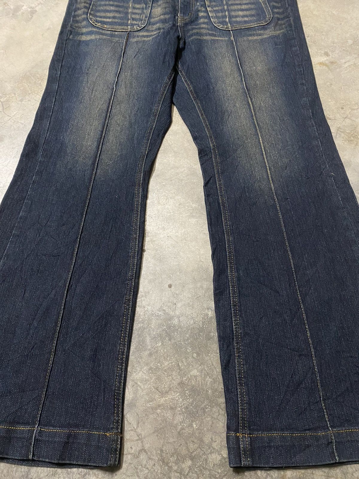 If Six Was Nine Baggy Jeans Japanese Smile Land Rusty Blue Bush Pocket Flare Size US 37 - 5 Thumbnail