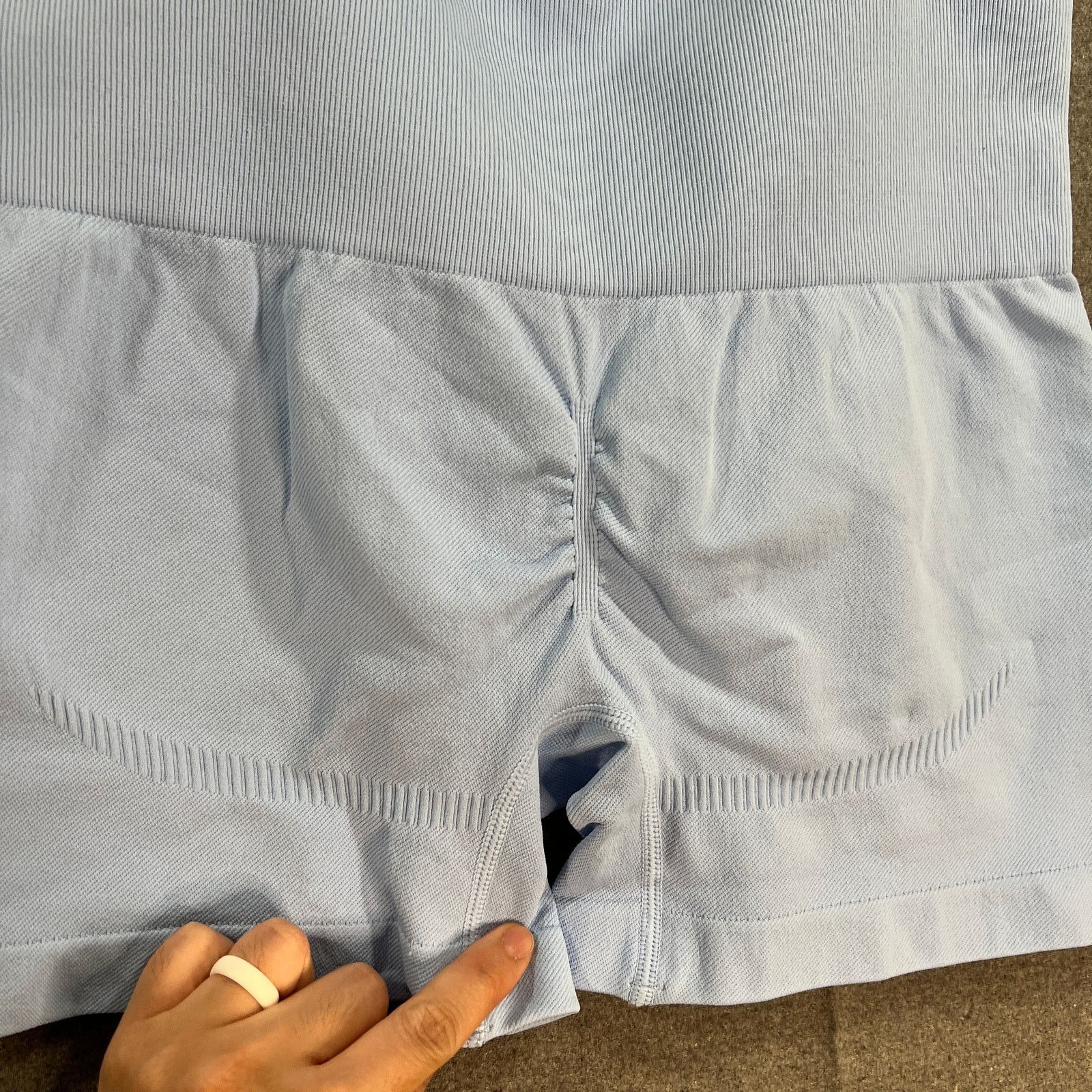 Other OQQ Workout 2 PC White Crop Top Size M and Blue Short Size L Size L / US 10 / IT 46 - 11 Thumbnail