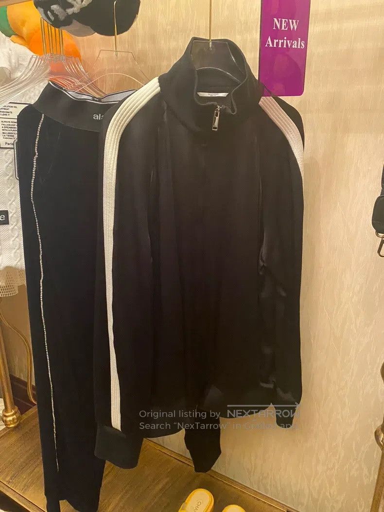 Valentino Valentino Silk pure black vertical strip sports zip jacket Size XL / US 12-14 / IT 48-50 - 1 Thumbnail