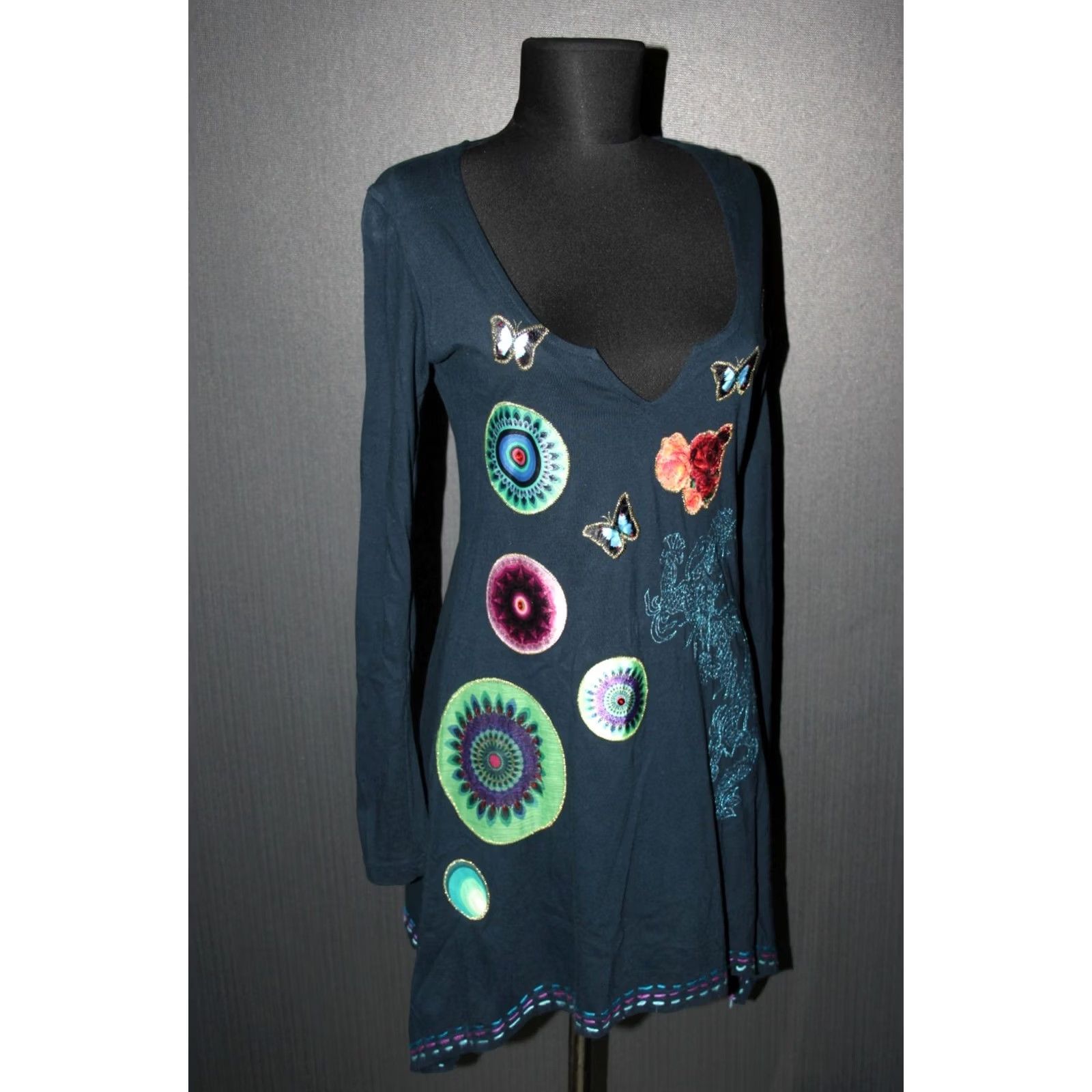 Desigual Desigual womens dress Dark Blue M Tunic/Smock Midi Multicoloured Size M / US 6-8 / IT 42-44 - 3 Thumbnail