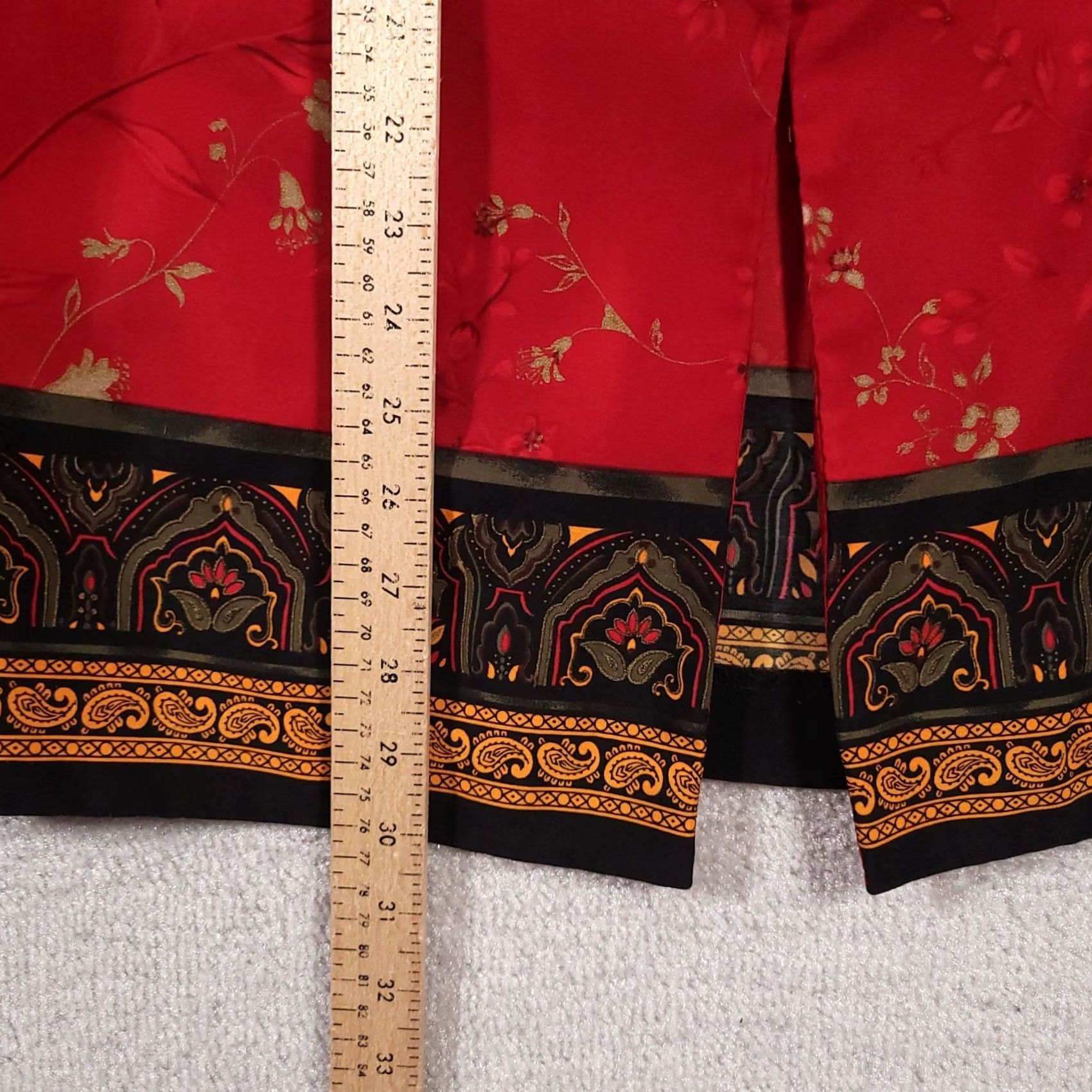 Vintage VINTAGE Karin Stevens Kimono Shirt Button Up Women's 12 Tall Red Floral Poly Shirt Womens Tall Red Floral 12T Ladies Kimono Button-Up Size XL / US 12-14 / IT 48-50 - 7 Thumbnail